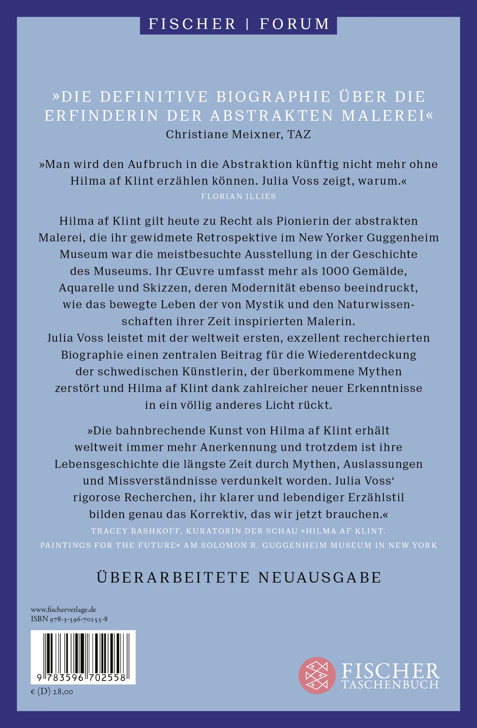 Buchrückseite von 'Hilma af Klint – »Die Menschheit in Erstaunen versetzen«' mit Klappentext - Paperback