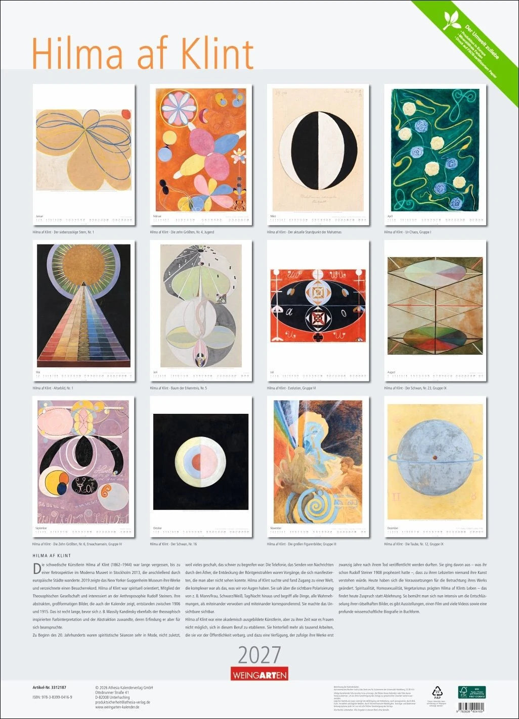 Hilma af Klint Kalender 2027 – Ansicht