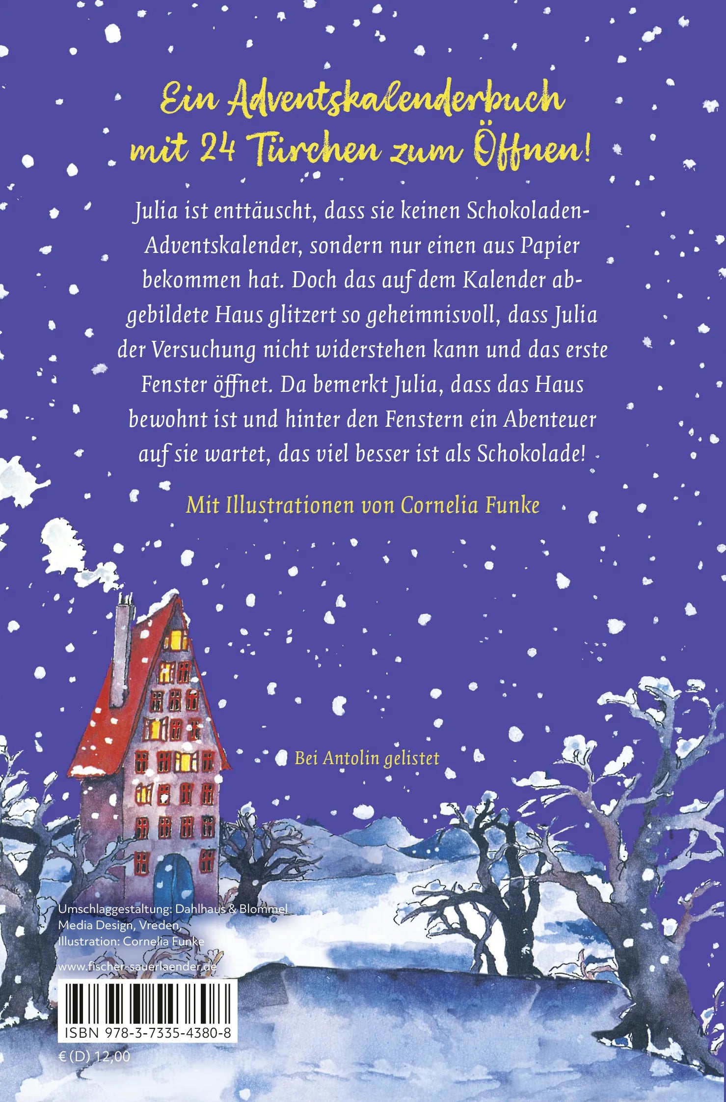 Buchrückseite von 'Hinter verzauberten Fenstern' mit Klappentext - Taschenbuch