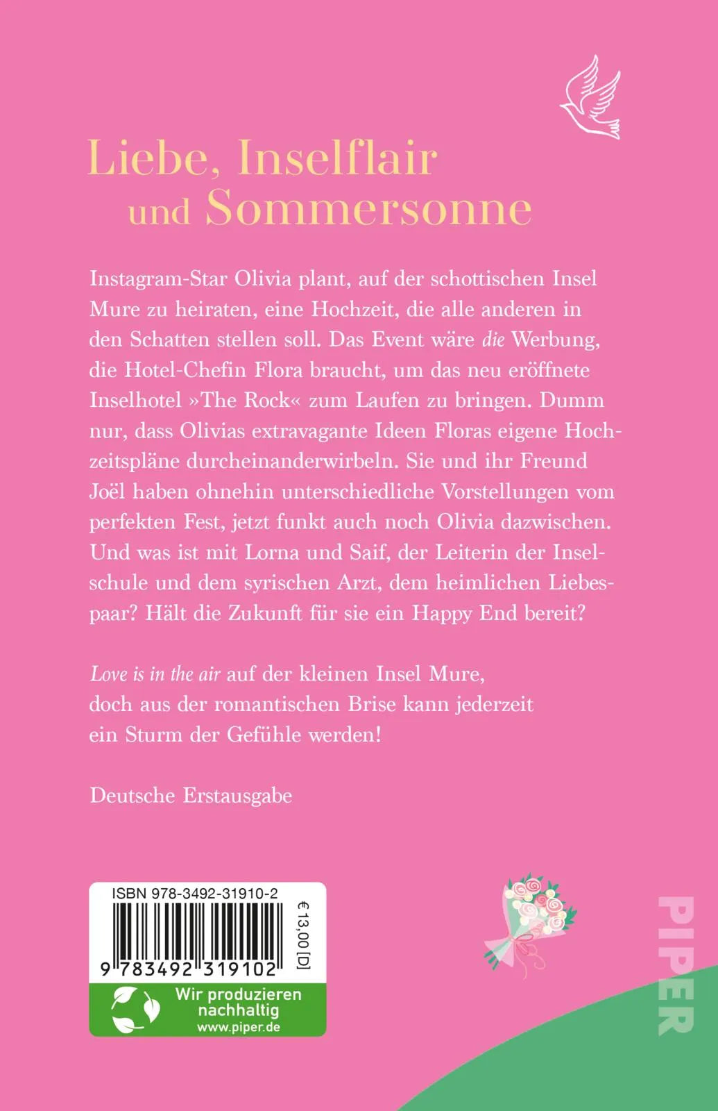 Buchrückseite von 'Hochzeitsglocken auf der kleinen Insel' mit Klappentext - Taschenbuch