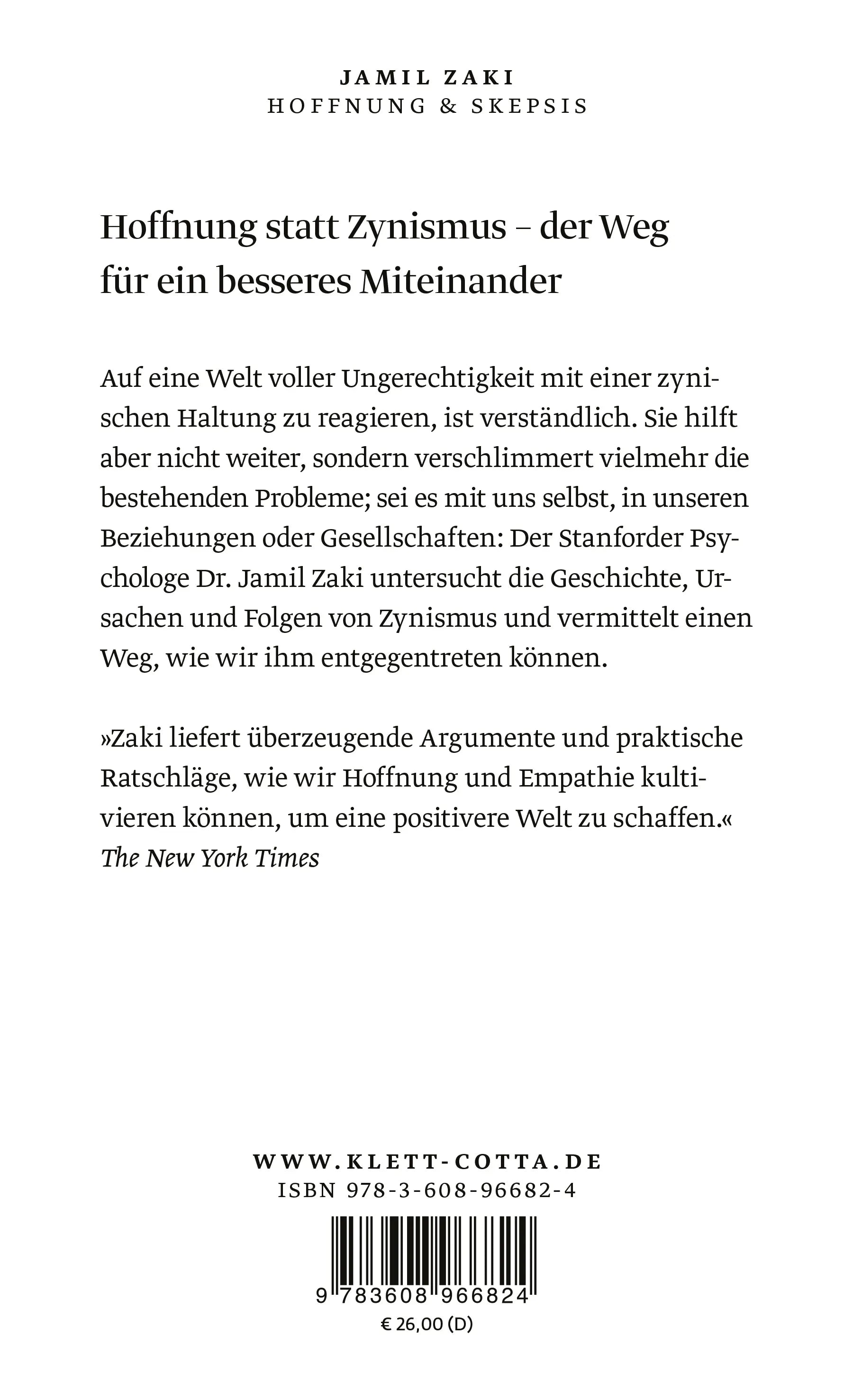 Buchrückseite von 'Hoffnung und Skepsis' mit Klappentext - Gebundene Ausgabe