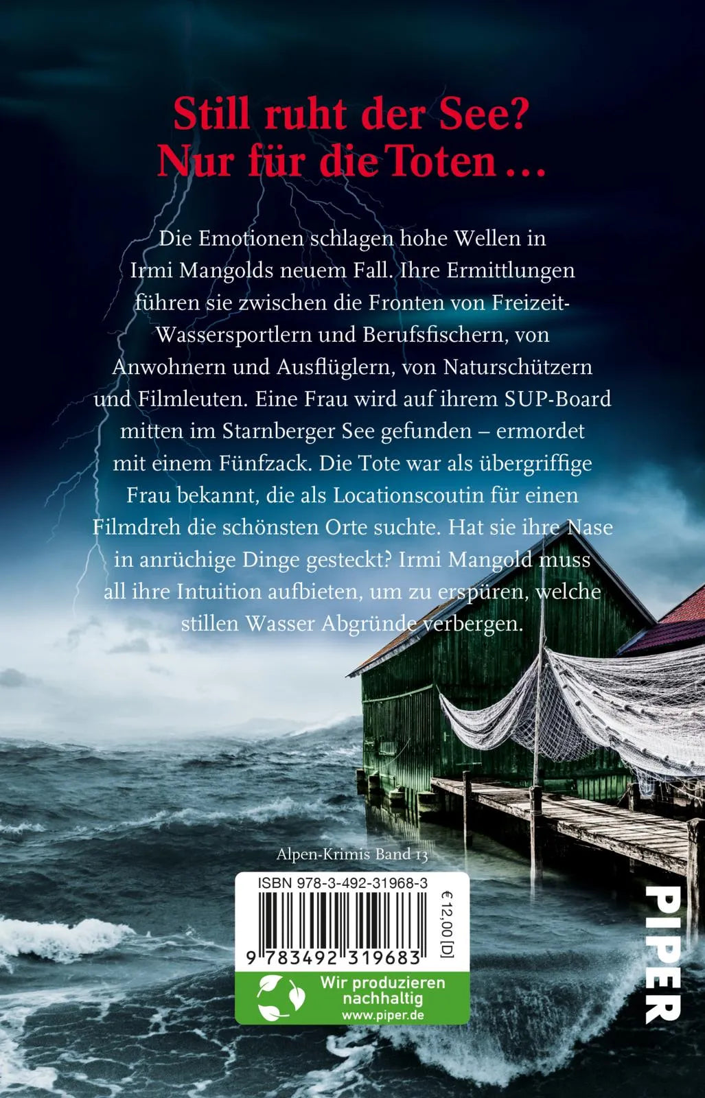Buchrückseite von 'Hohe Wogen' mit Klappentext - Taschenbuch