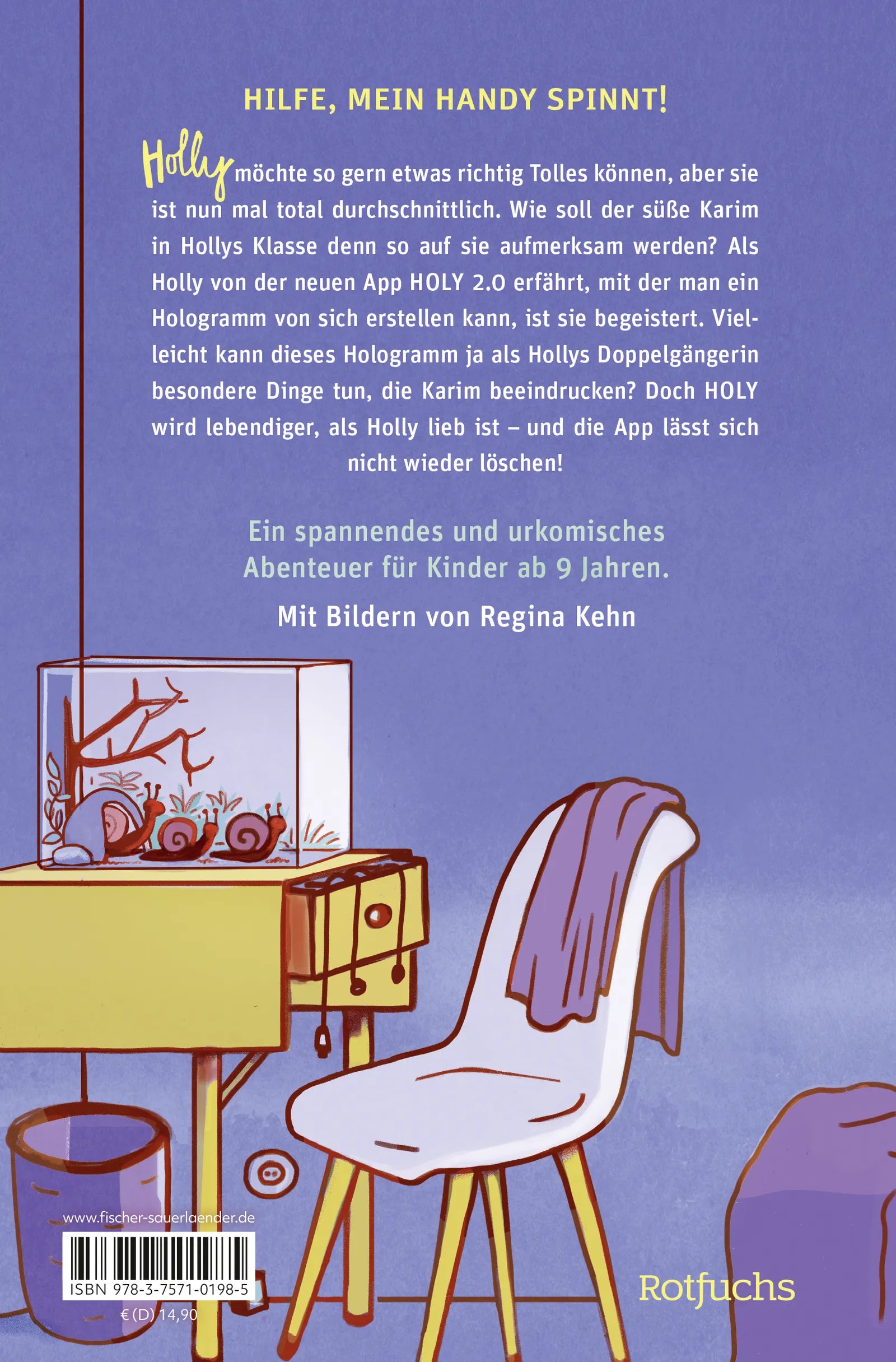 Buchrückseite von 'Holly und das Hollygramm' mit Klappentext - Gebundene Ausgabe