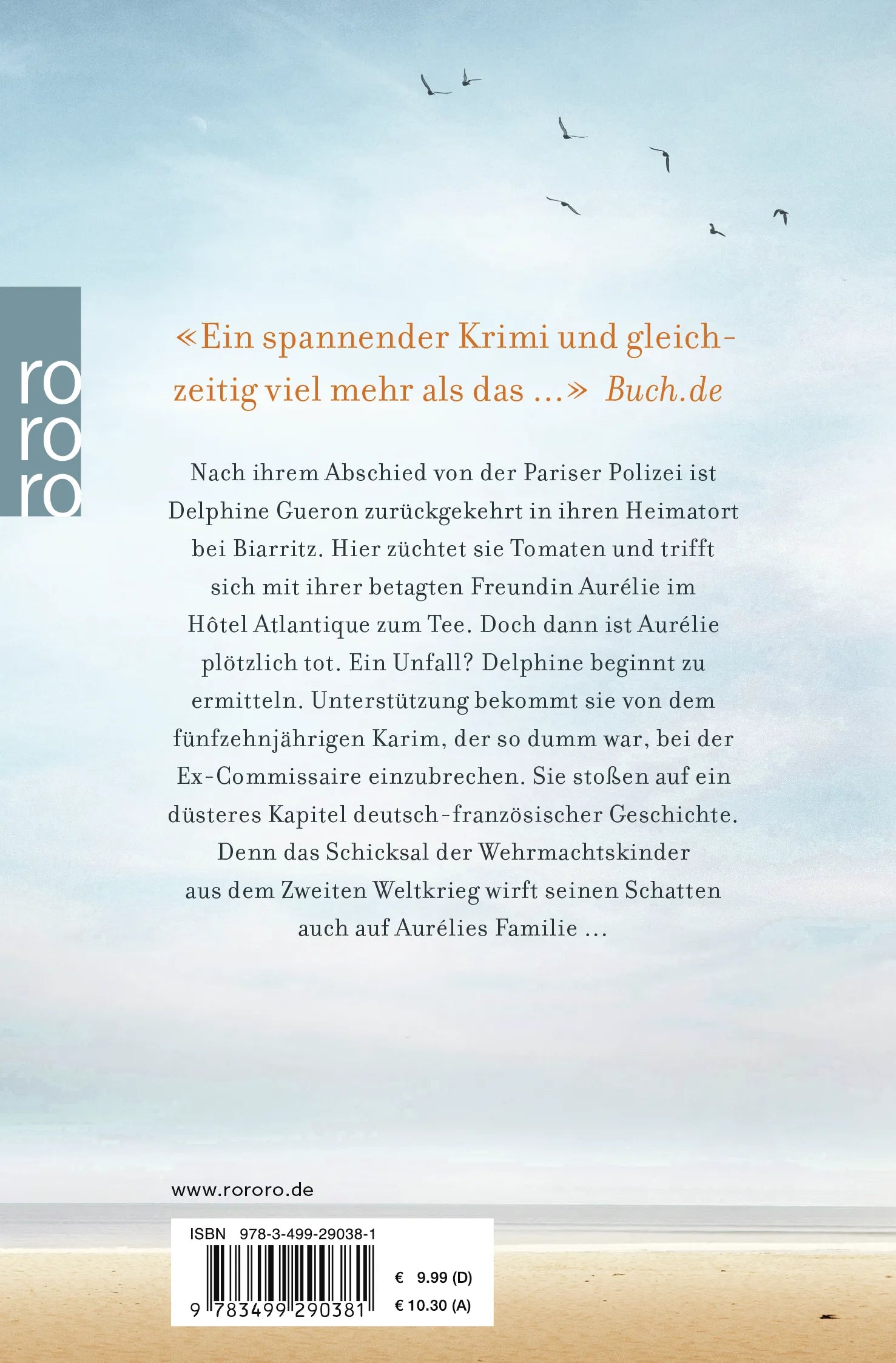 Buchrückseite von 'Hôtel Atlantique' mit Klappentext - Taschenbuch