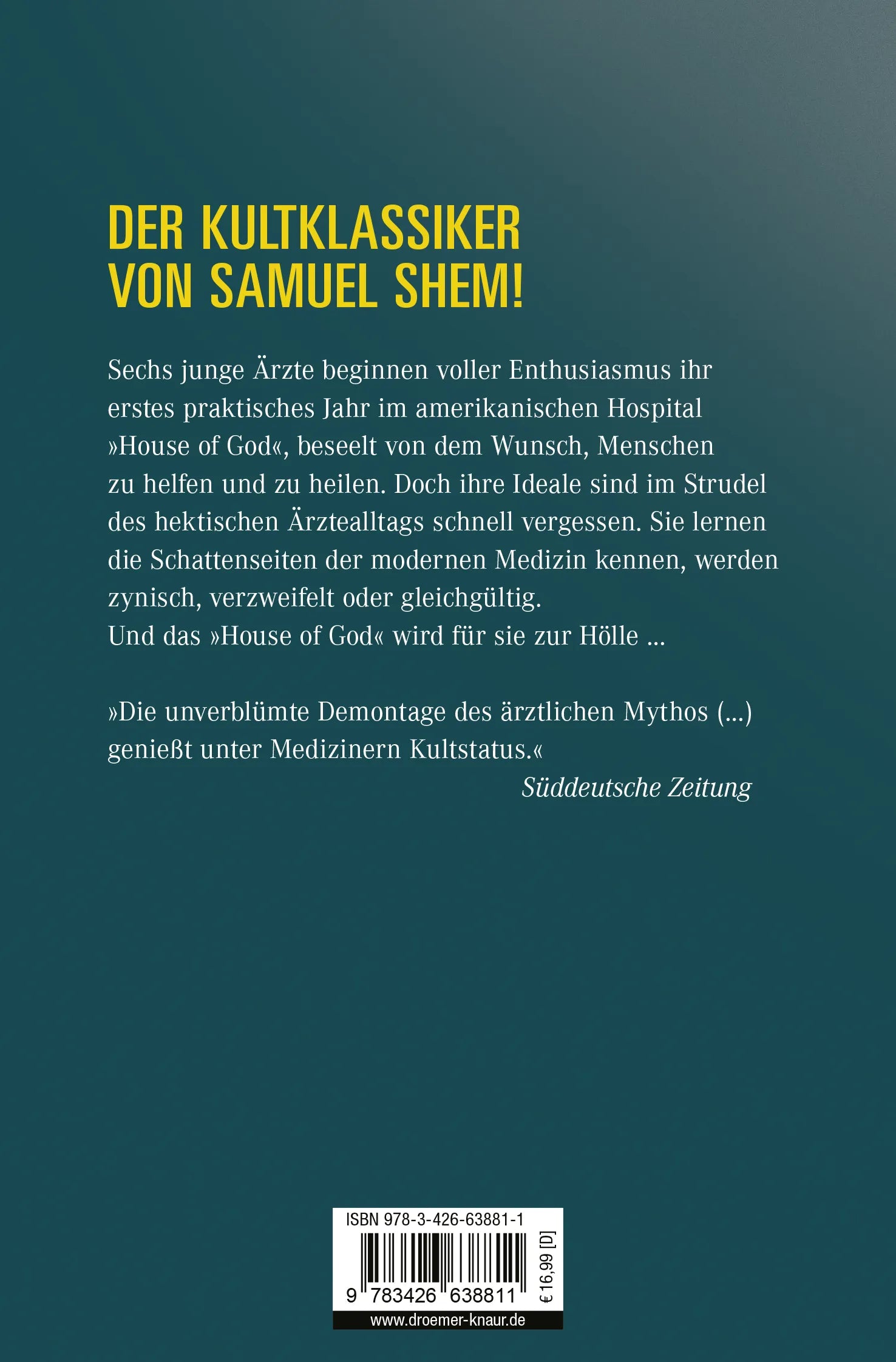 Buchrückseite von 'House of God' mit Klappentext - Taschenbuch