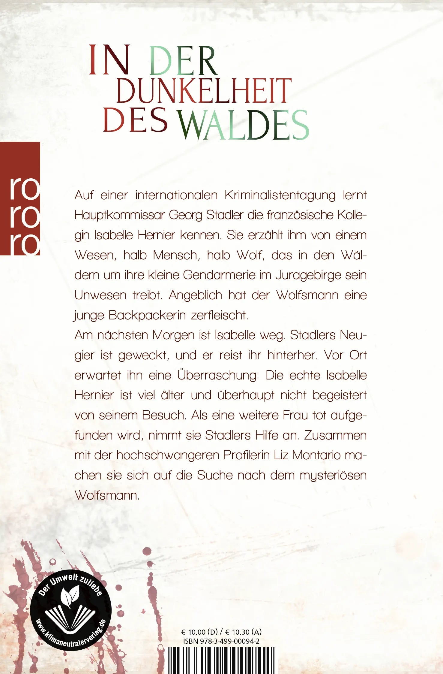 Buchrückseite von 'Hüte dich vorm bösen Wolf' mit Klappentext - Taschenbuch