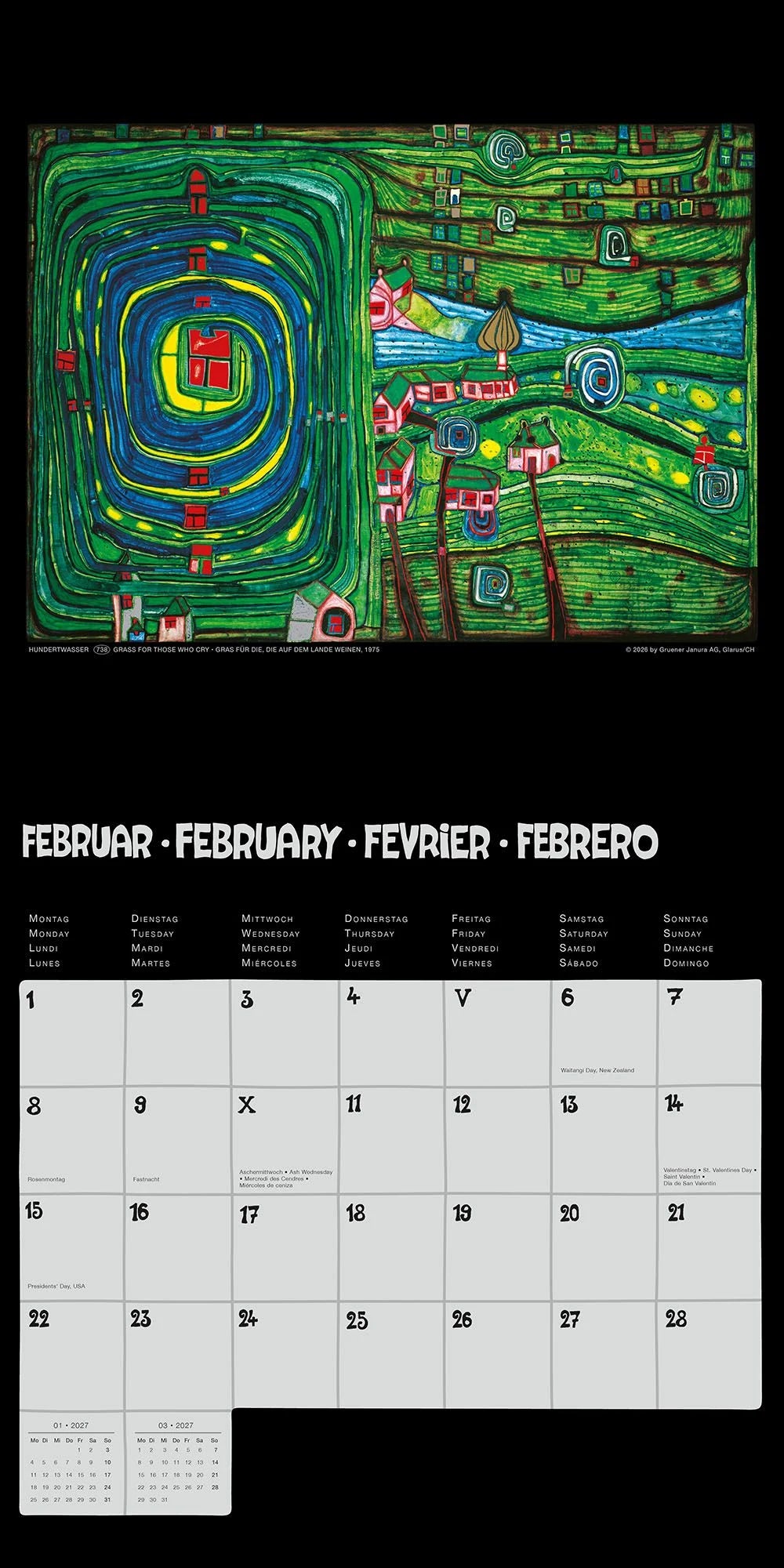 Hundertwasser Broschürenkalender Art 2027 – Ansicht