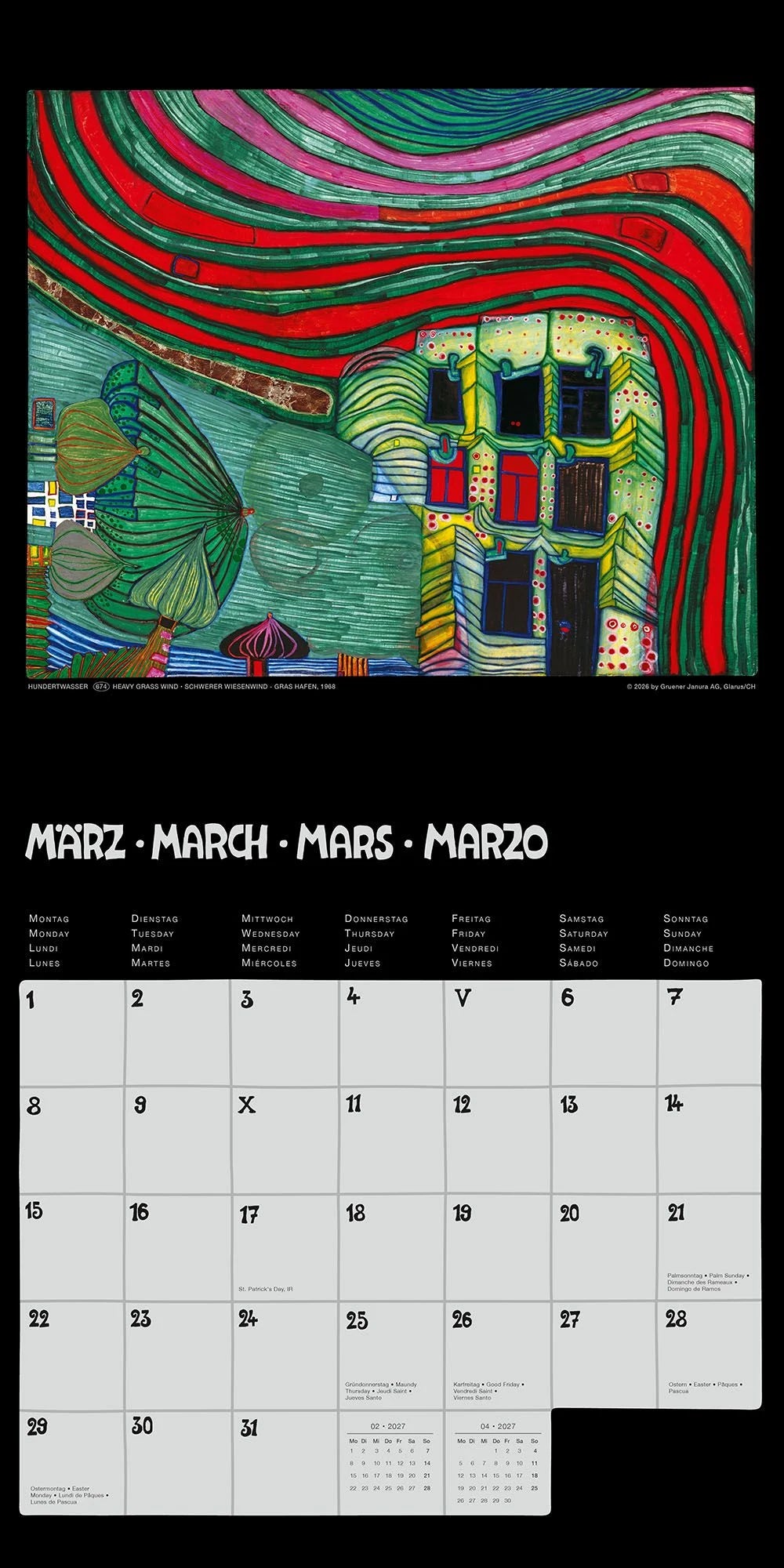 Hundertwasser Broschürenkalender Art 2027 – Ansicht