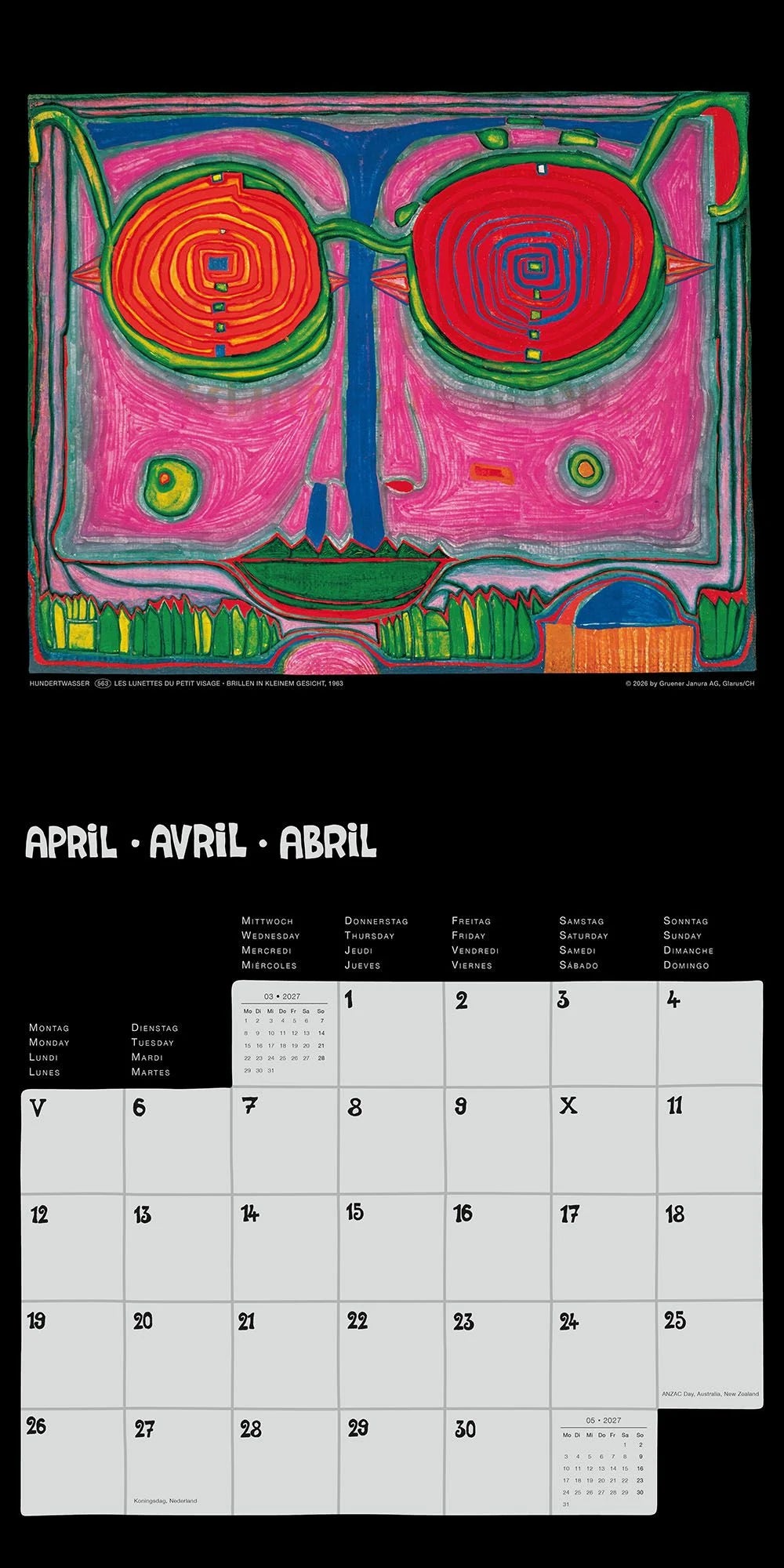 Hundertwasser Broschürenkalender Art 2027 – Ansicht