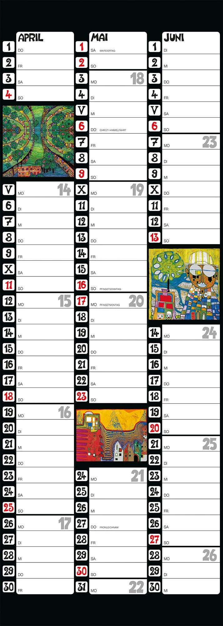 Hundertwasser Streifenkalender Art 2027 – Ansicht