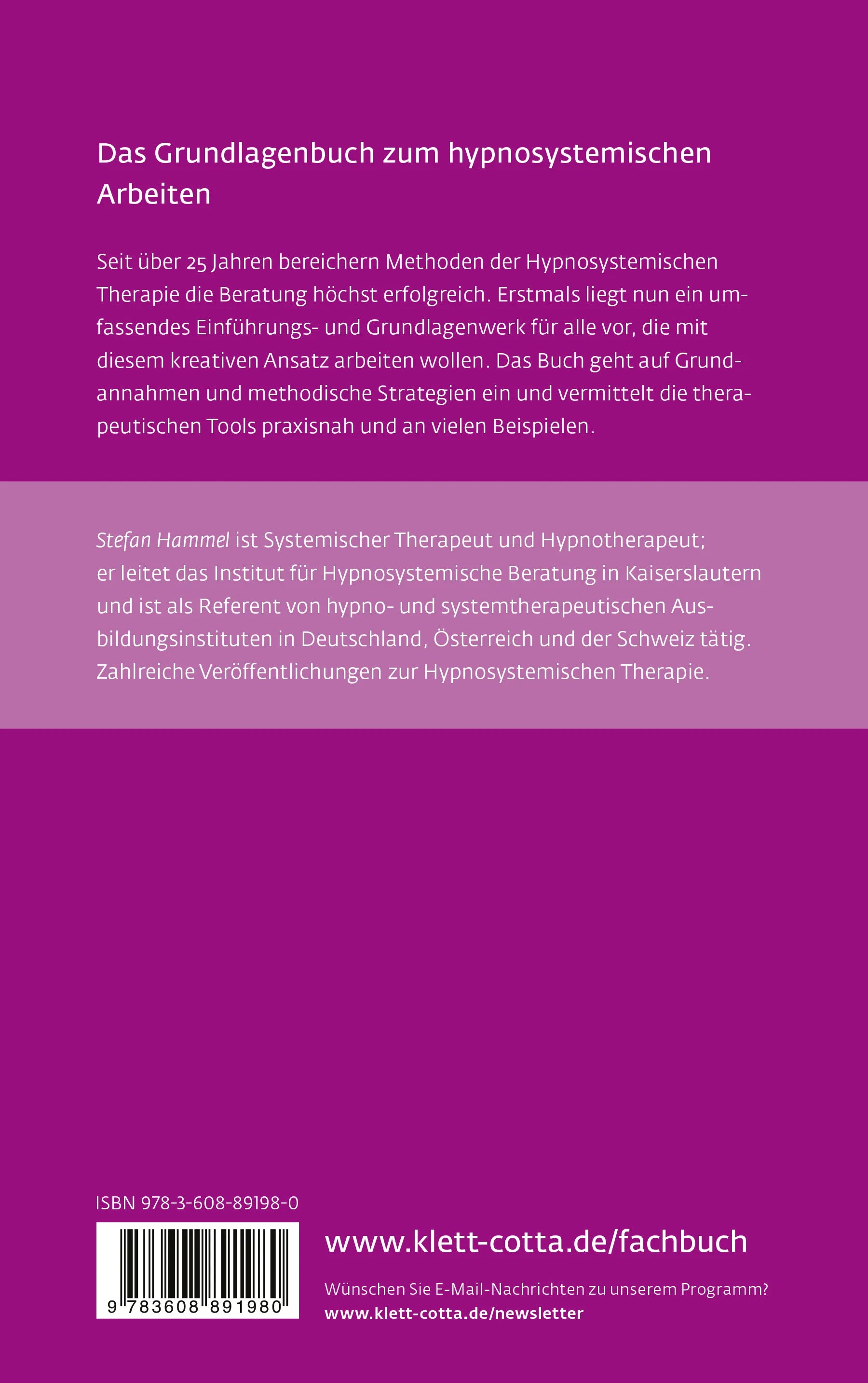 Buchrückseite von 'Hypnosystemische Therapie' mit Klappentext - Paperback