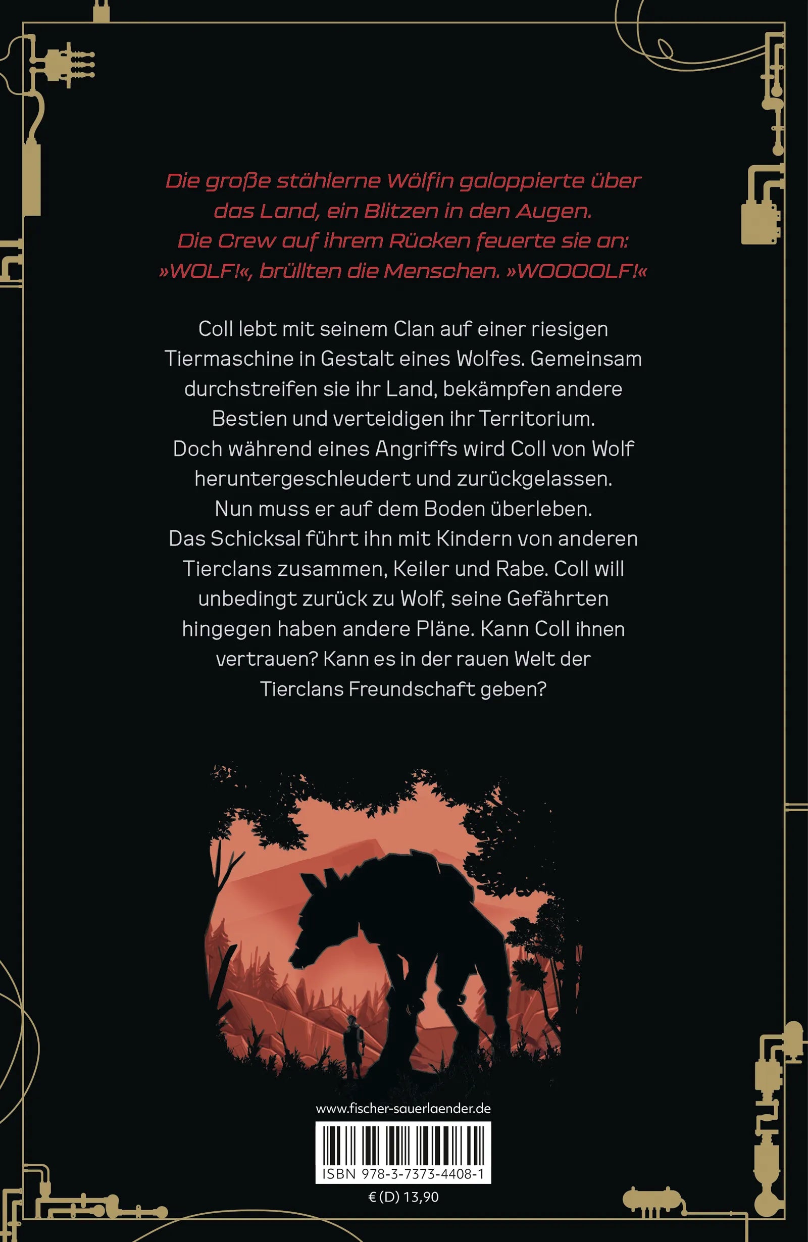 Buchrückseite von 'I am Wolf – Der Kampf der Tierclans' mit Klappentext - Gebundene Ausgabe