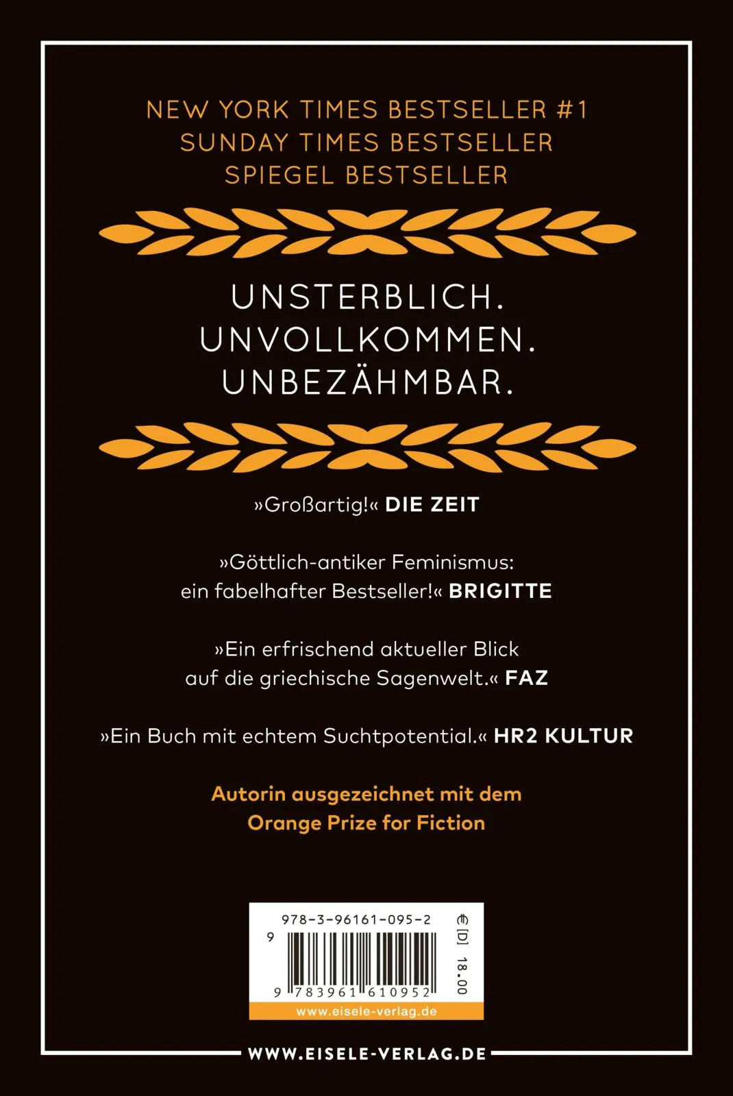 Buchrückseite von 'Ich bin Circe' mit Klappentext - Taschenbuch