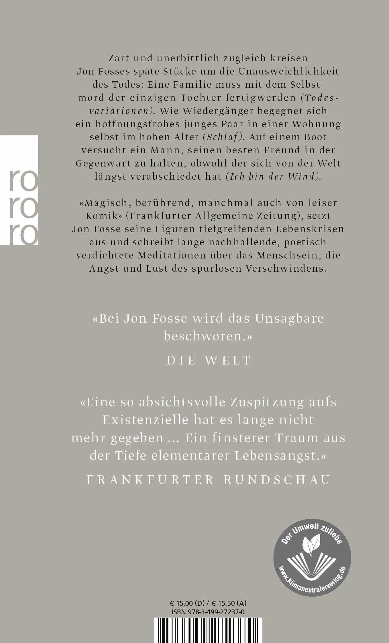 Buchrückseite von 'Ich bin der Wind' mit Klappentext - Taschenbuch