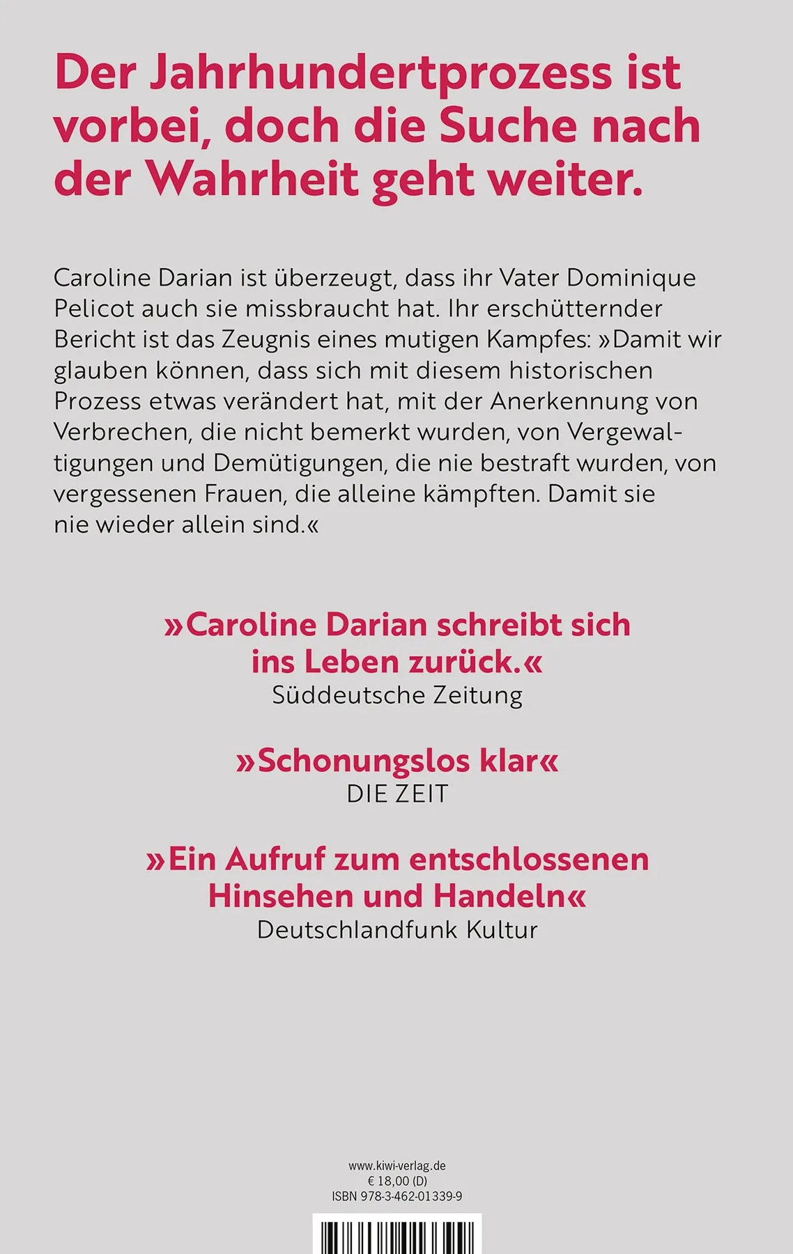 Buchrückseite von 'Ich kämpfe für die Wahrheit' mit Klappentext - Paperback