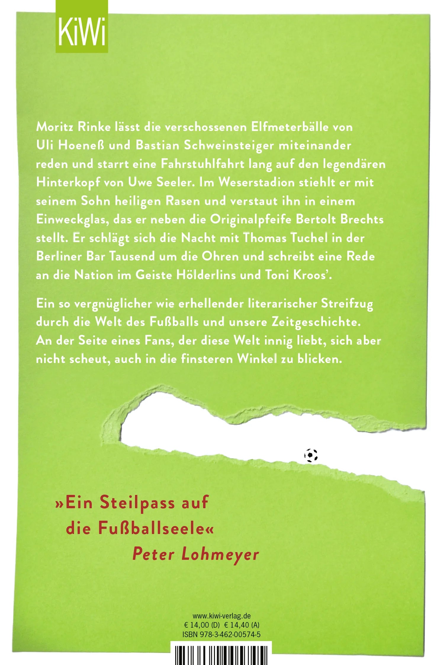 Buchrückseite von 'Ich könnte hier stundenlang sitzen und auf den Rasen schauen' mit Klappentext - Taschenbuch