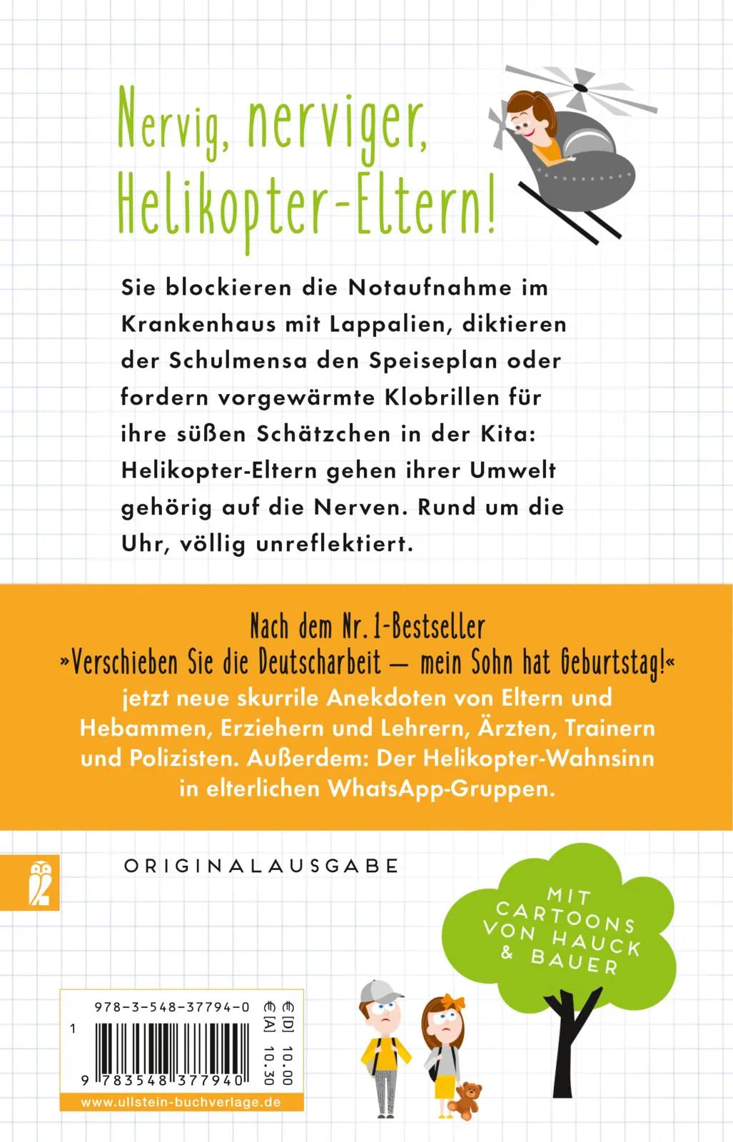 Buchrückseite von 'Ich muss mit auf Klassenfahrt - meine Tochter kann sonst nicht schlafen!' mit Klappentext - Taschenbuch