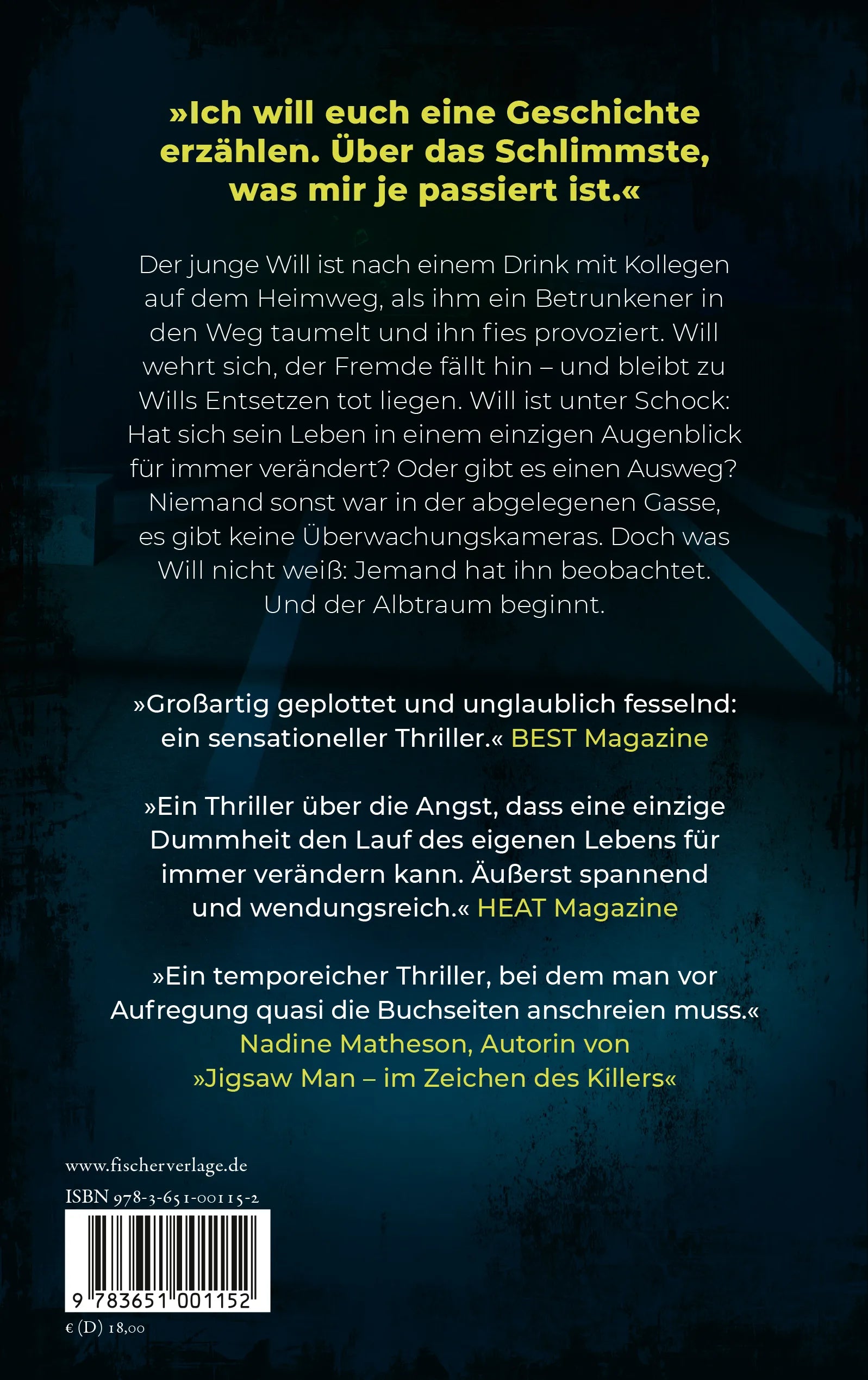 Buchrückseite von 'Ich war's nicht' mit Klappentext - Paperback