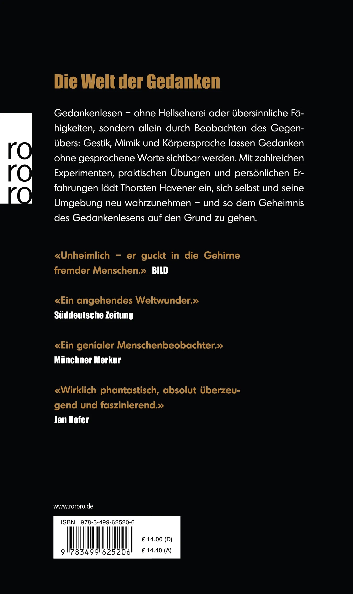 Buchrückseite von 'Ich weiß, was du denkst' mit Klappentext - Paperback