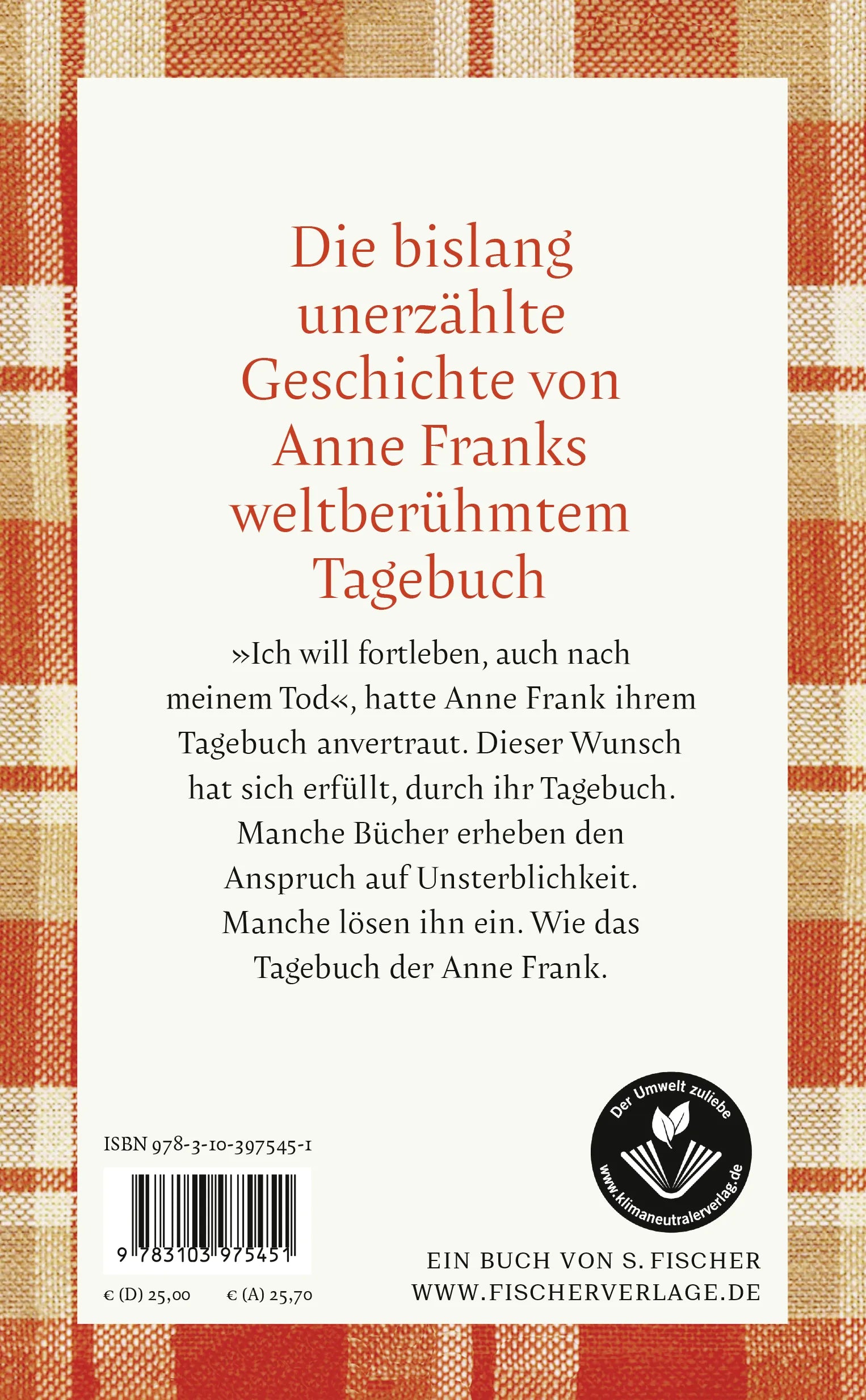 Buchrückseite von '»Ich will fortleben, auch nach meinem Tod«' mit Klappentext - Gebundene Ausgabe