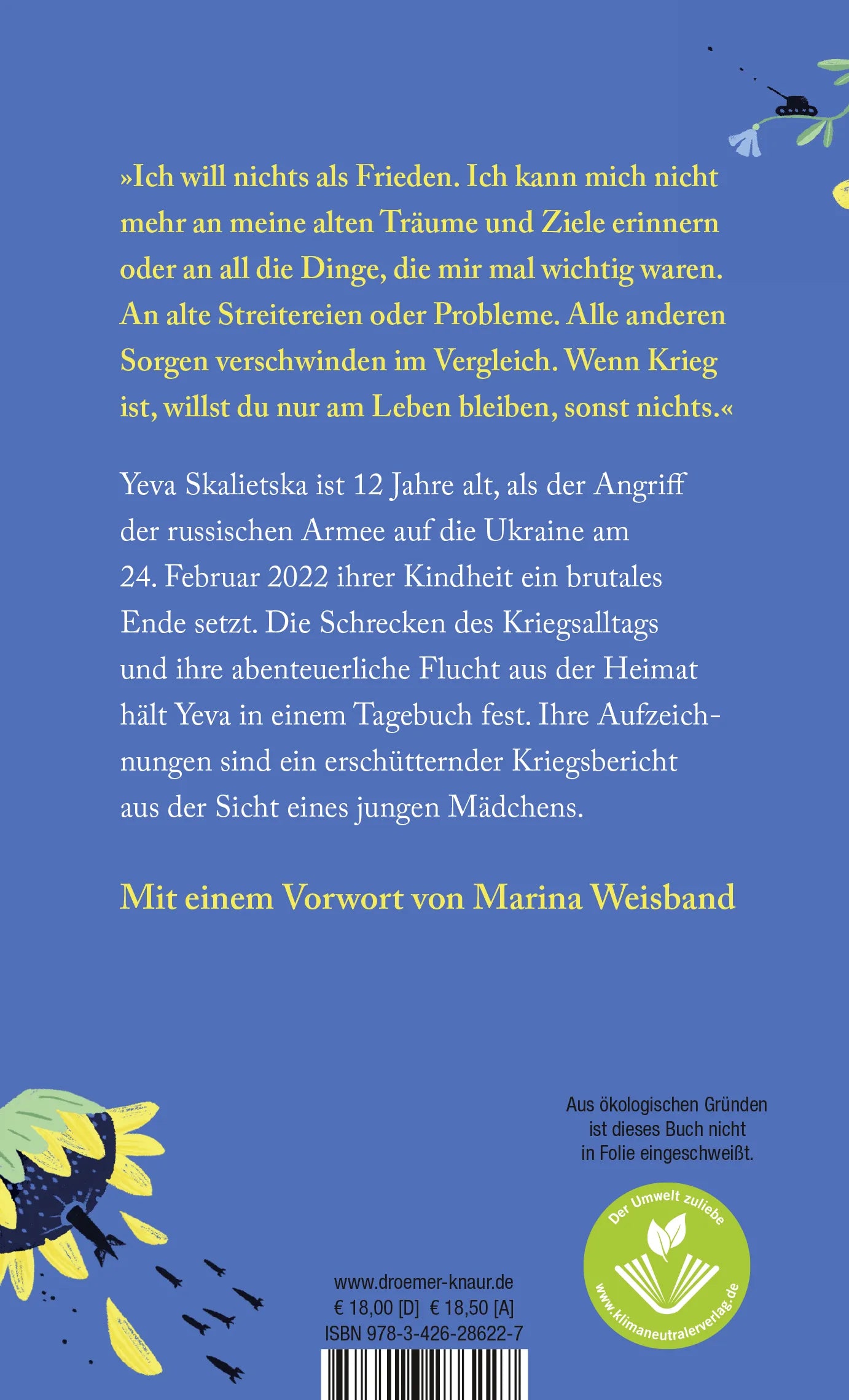 Buchrückseite von 'Ihr wisst nicht, was Krieg ist' mit Klappentext - Gebundene Ausgabe