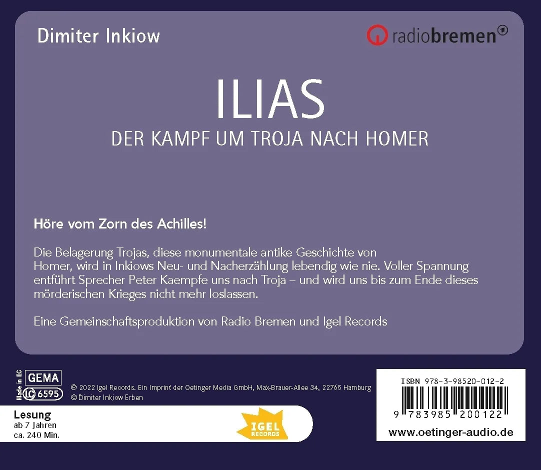 Rückseite: Ilias (Hörbuch CD)