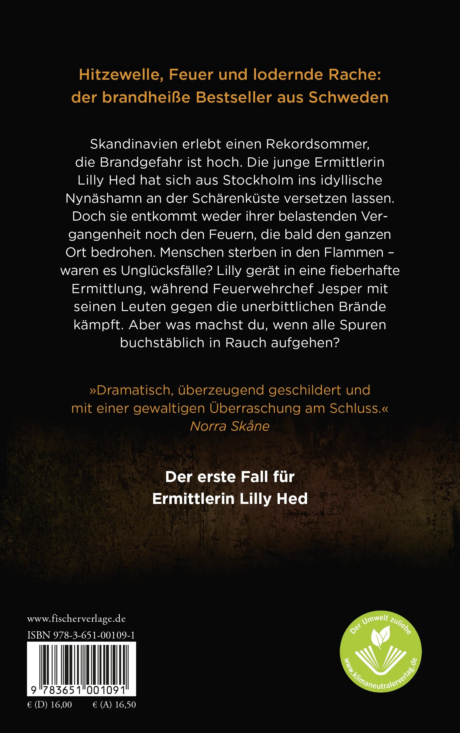 Buchrückseite von 'Im Feuer' mit Klappentext - Paperback