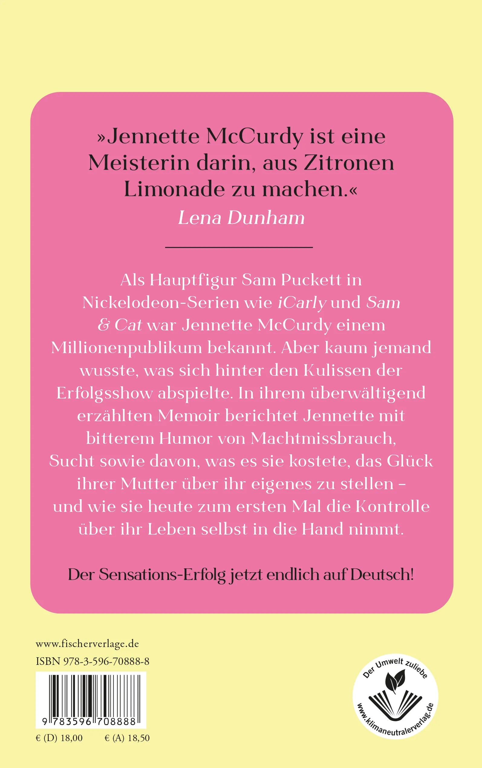 Buchrückseite von 'I'm Glad My Mom Died' mit Klappentext - Paperback