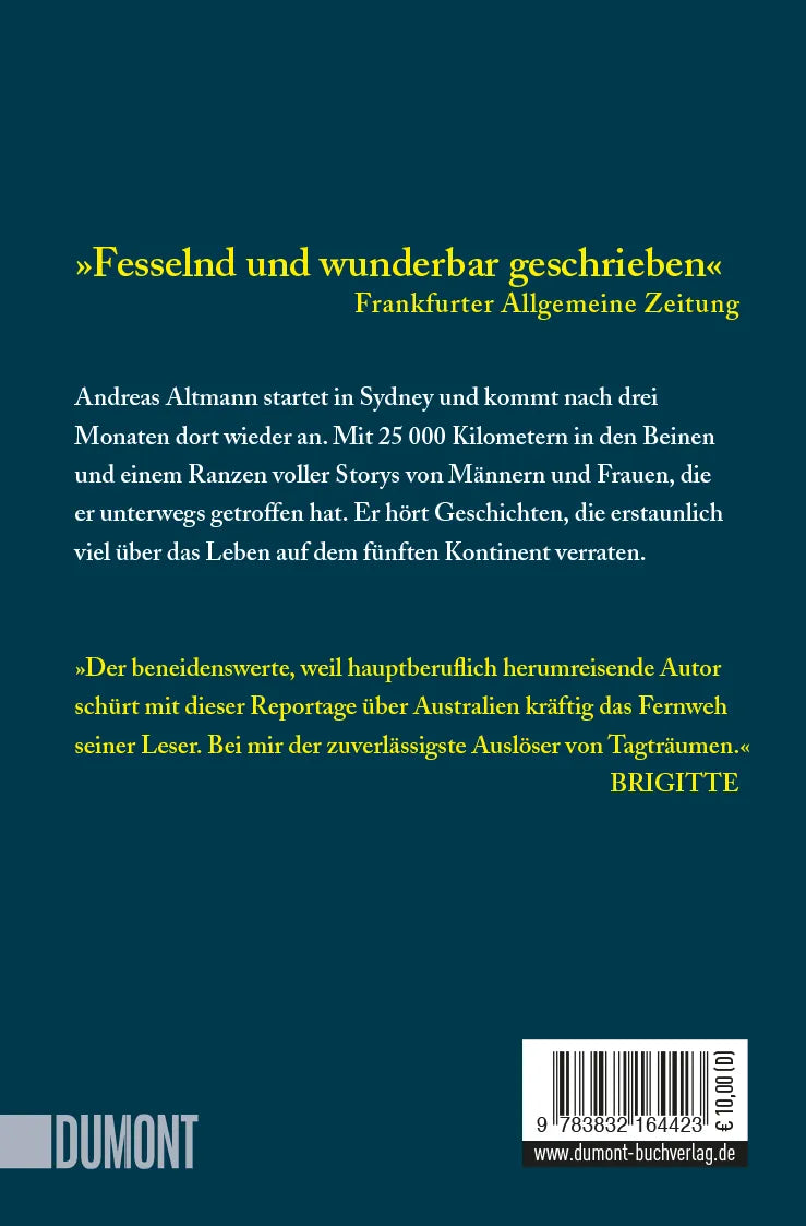 Buchrückseite von 'Im Land der Regenbogenschlange' mit Klappentext - Taschenbuch