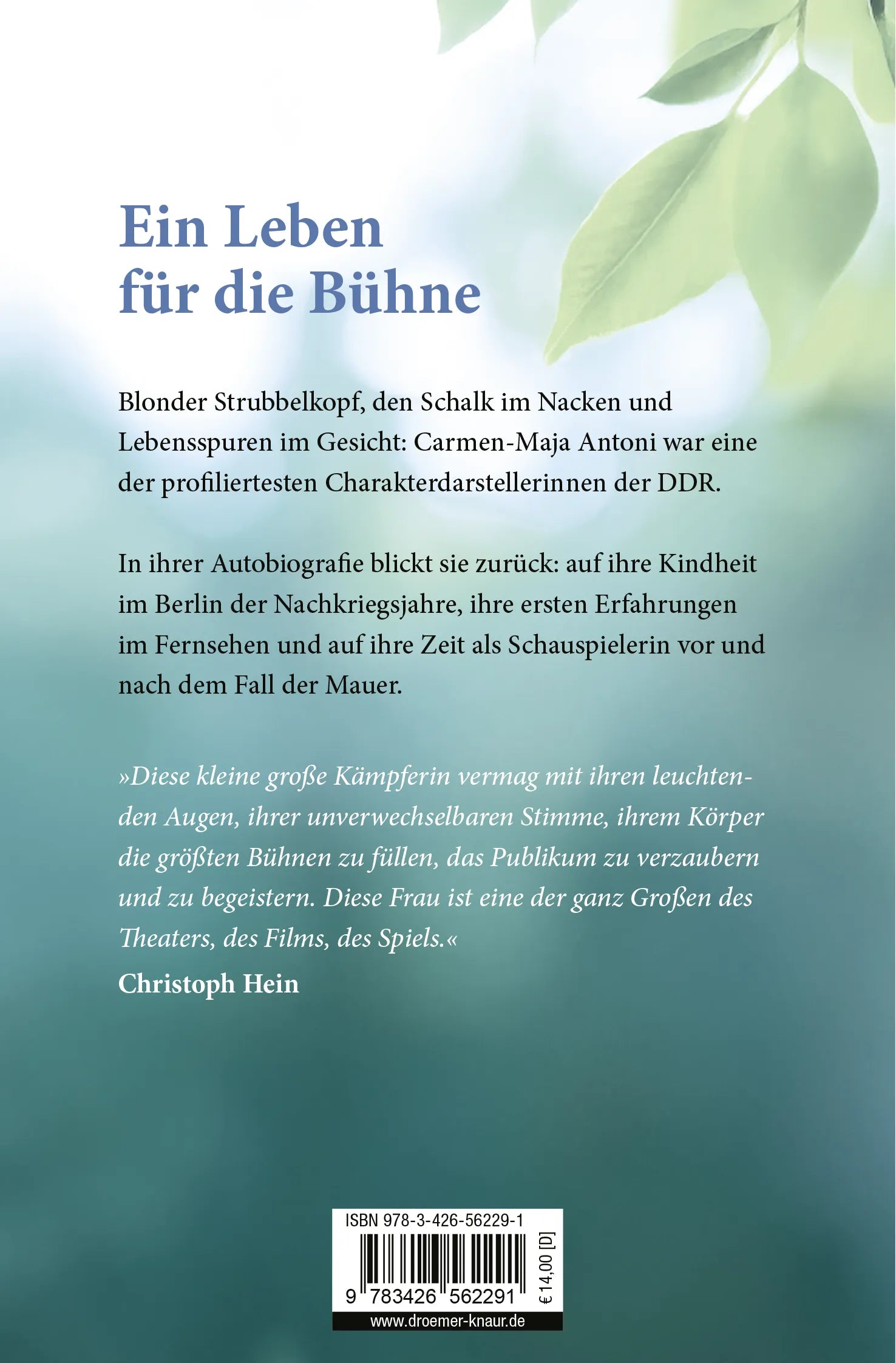 Buchrückseite von 'Im Leben gibt es keine Proben' mit Klappentext - Taschenbuch