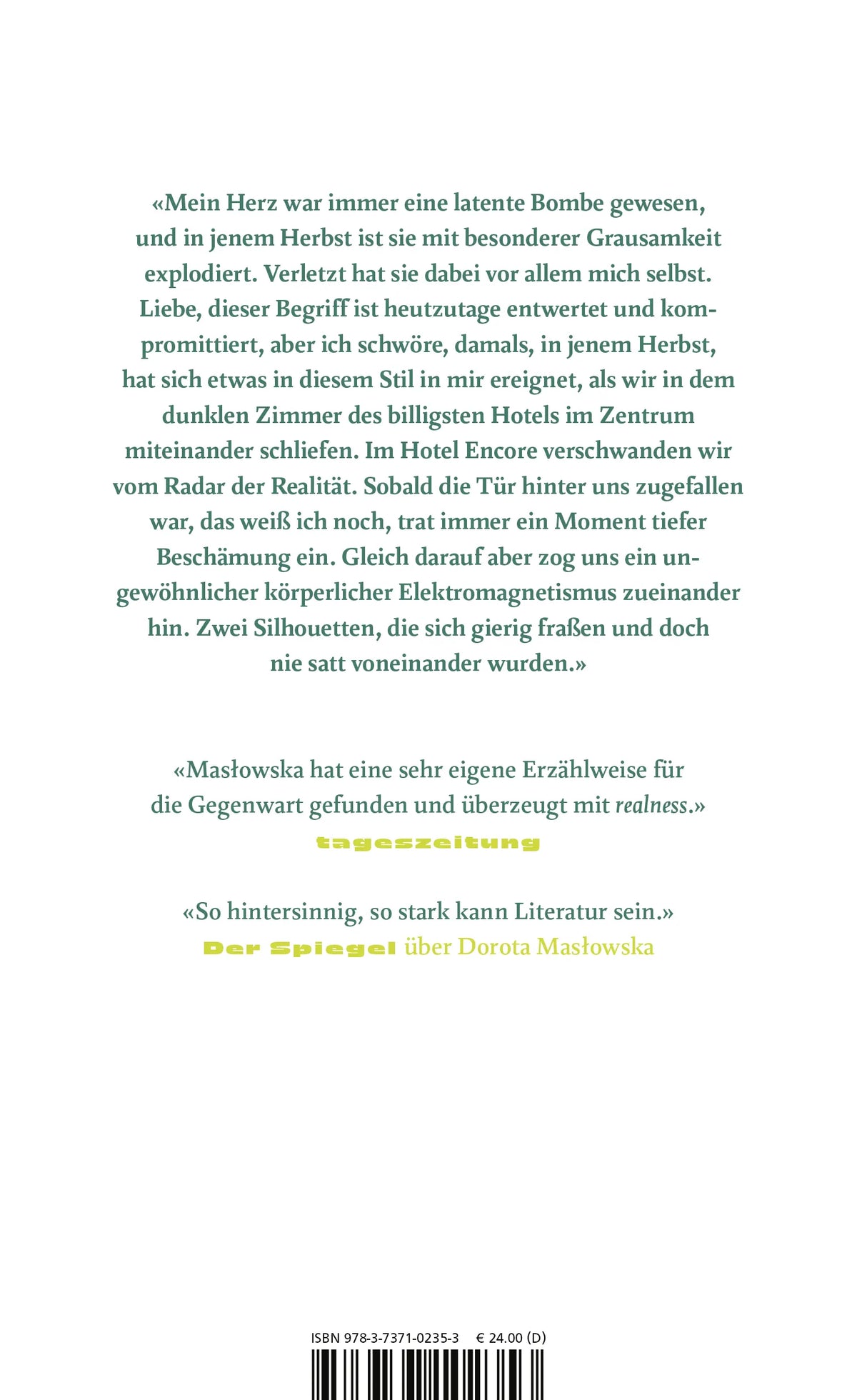 Buchrückseite von 'Im Paradies' mit Klappentext - Gebundene Ausgabe
