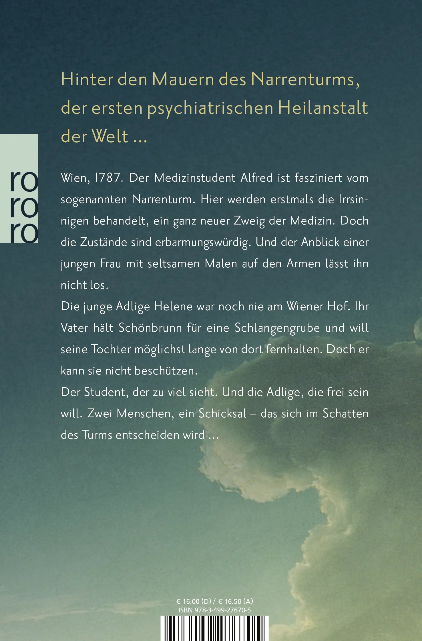 Buchrückseite von 'Im Schatten des Turms' mit Klappentext - Taschenbuch