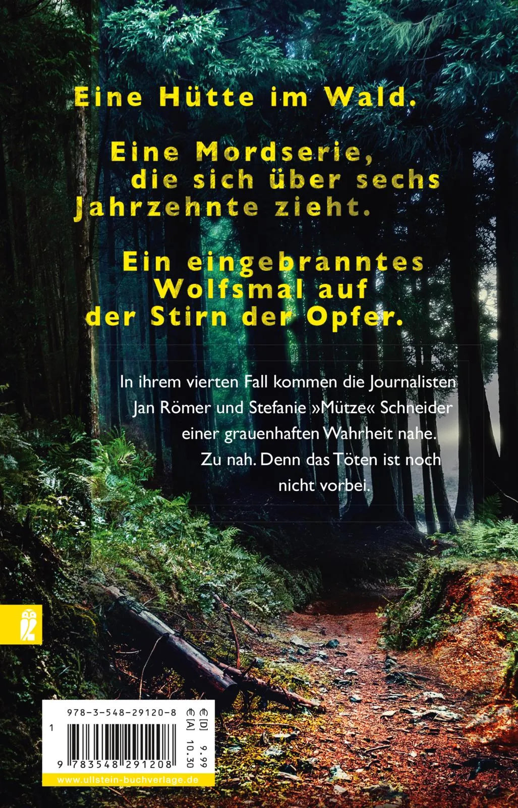 Buchrückseite von 'Im Wald der Wölfe' mit Klappentext - Taschenbuch