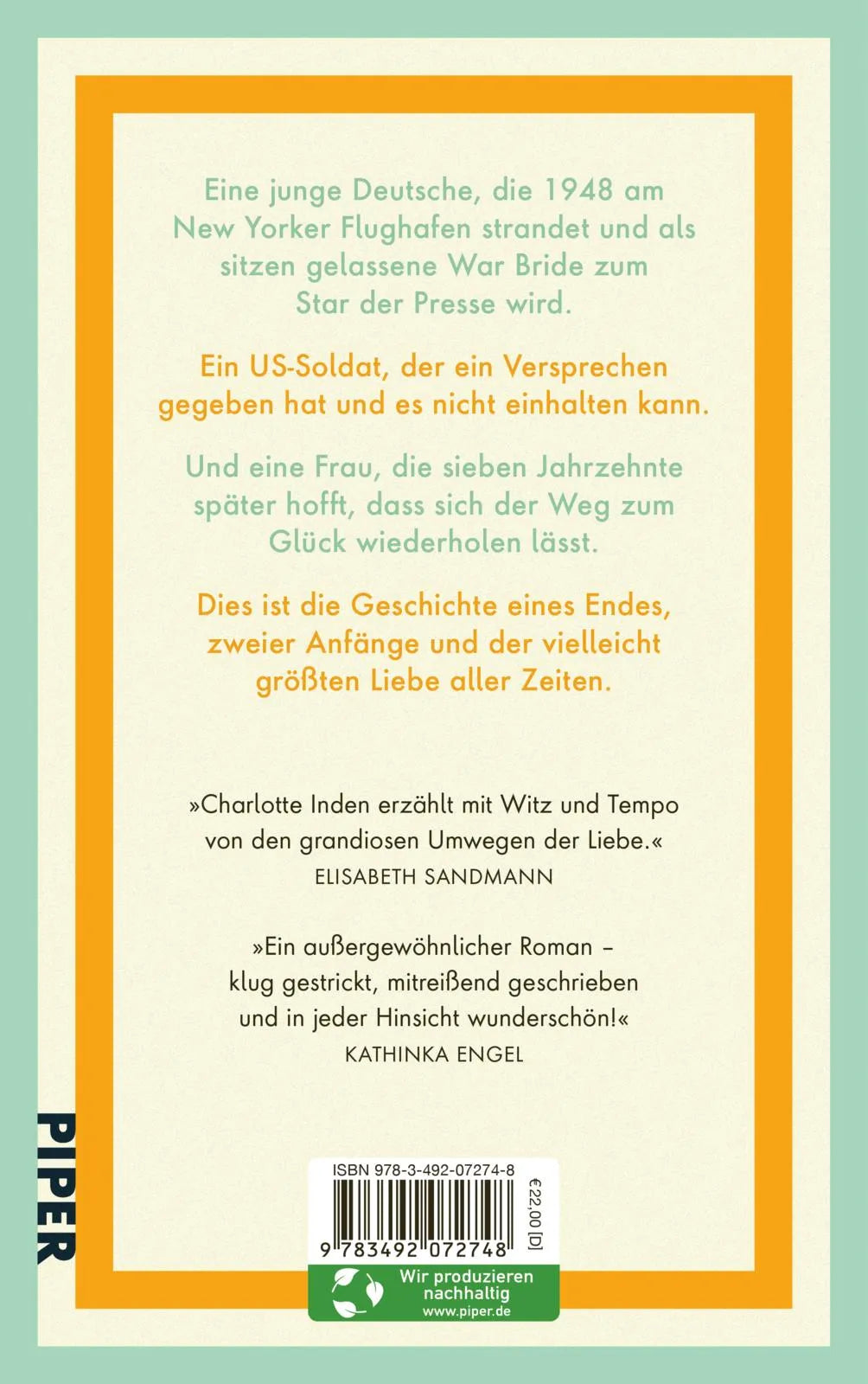 Buchrückseite von 'Im Warten sind wir wundervoll' mit Klappentext - Gebundene Ausgabe