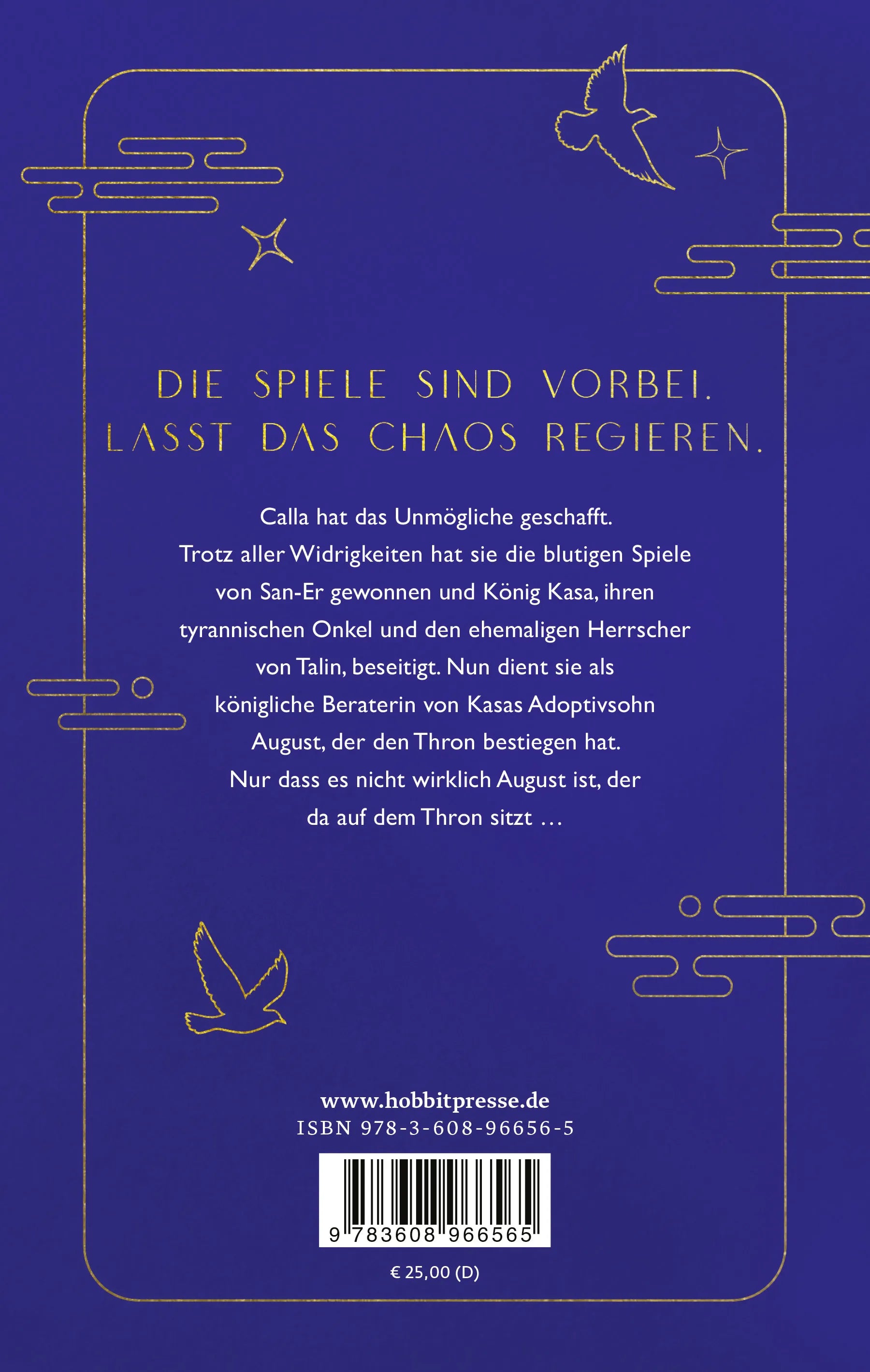 Buchrückseite von 'Immortal Longings' mit Klappentext - Gebundene Ausgabe