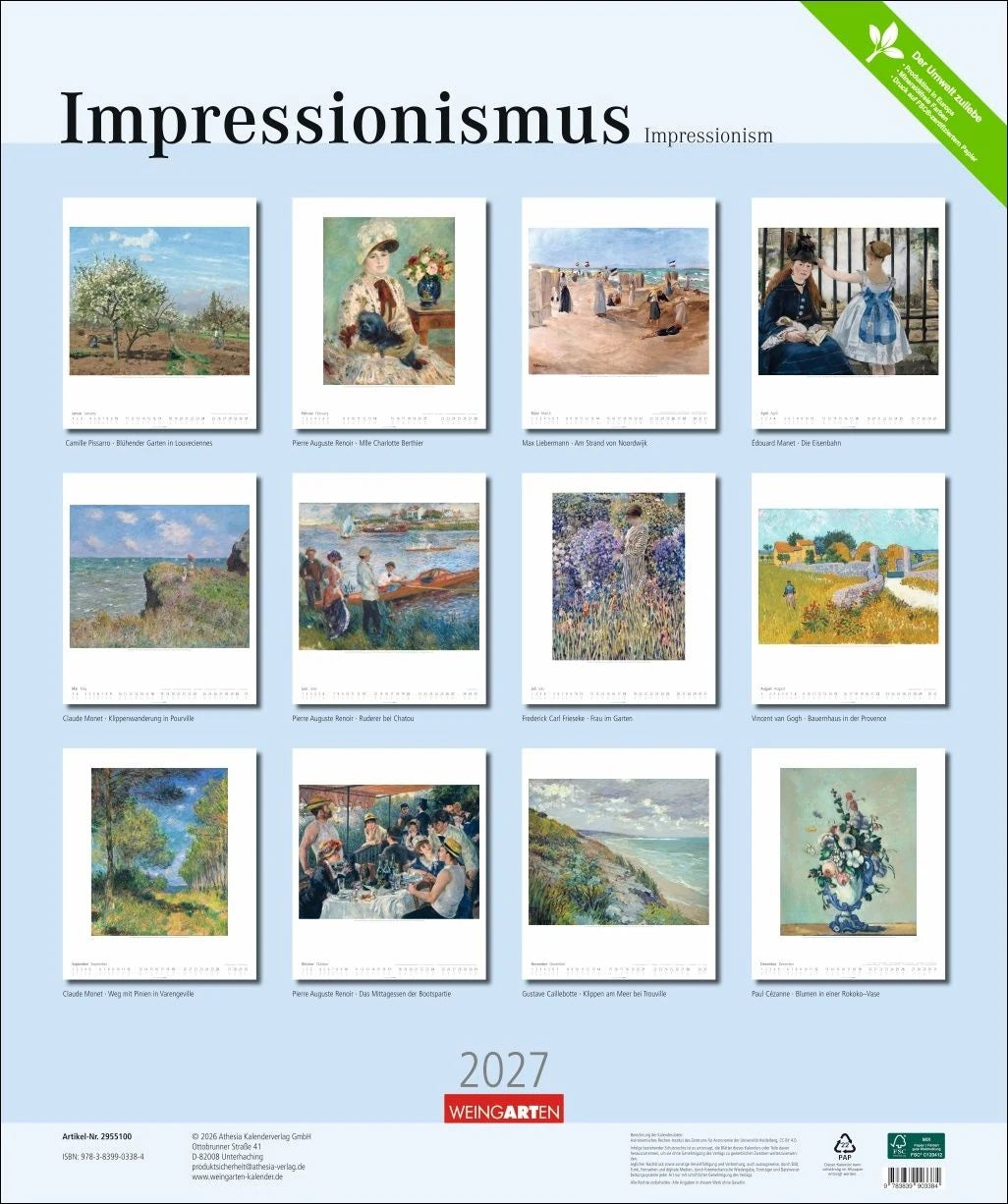 Impressionismus Kalender 2027 – Ansicht
