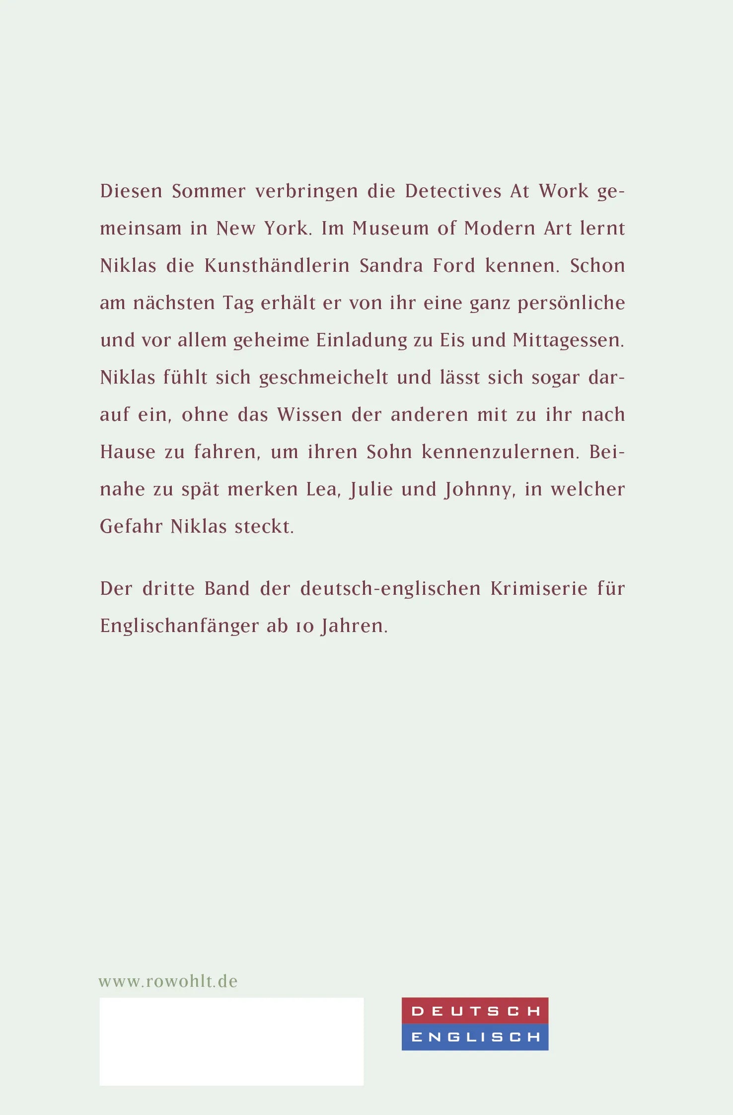 Buchrückseite von 'In den Krallen der Katze' mit Klappentext - Taschenbuch