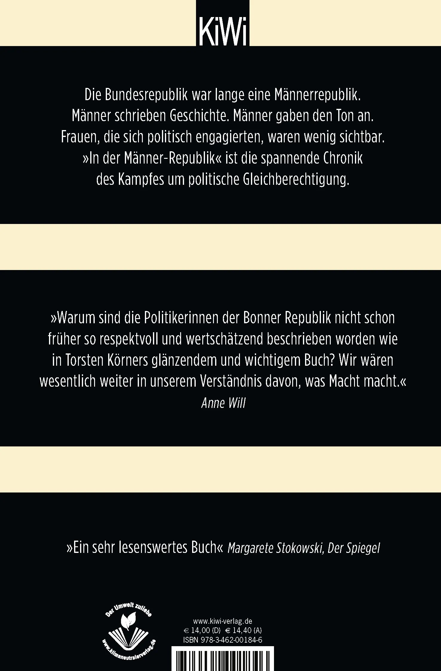 Buchrückseite von 'In der Männer-Republik' mit Klappentext - Taschenbuch