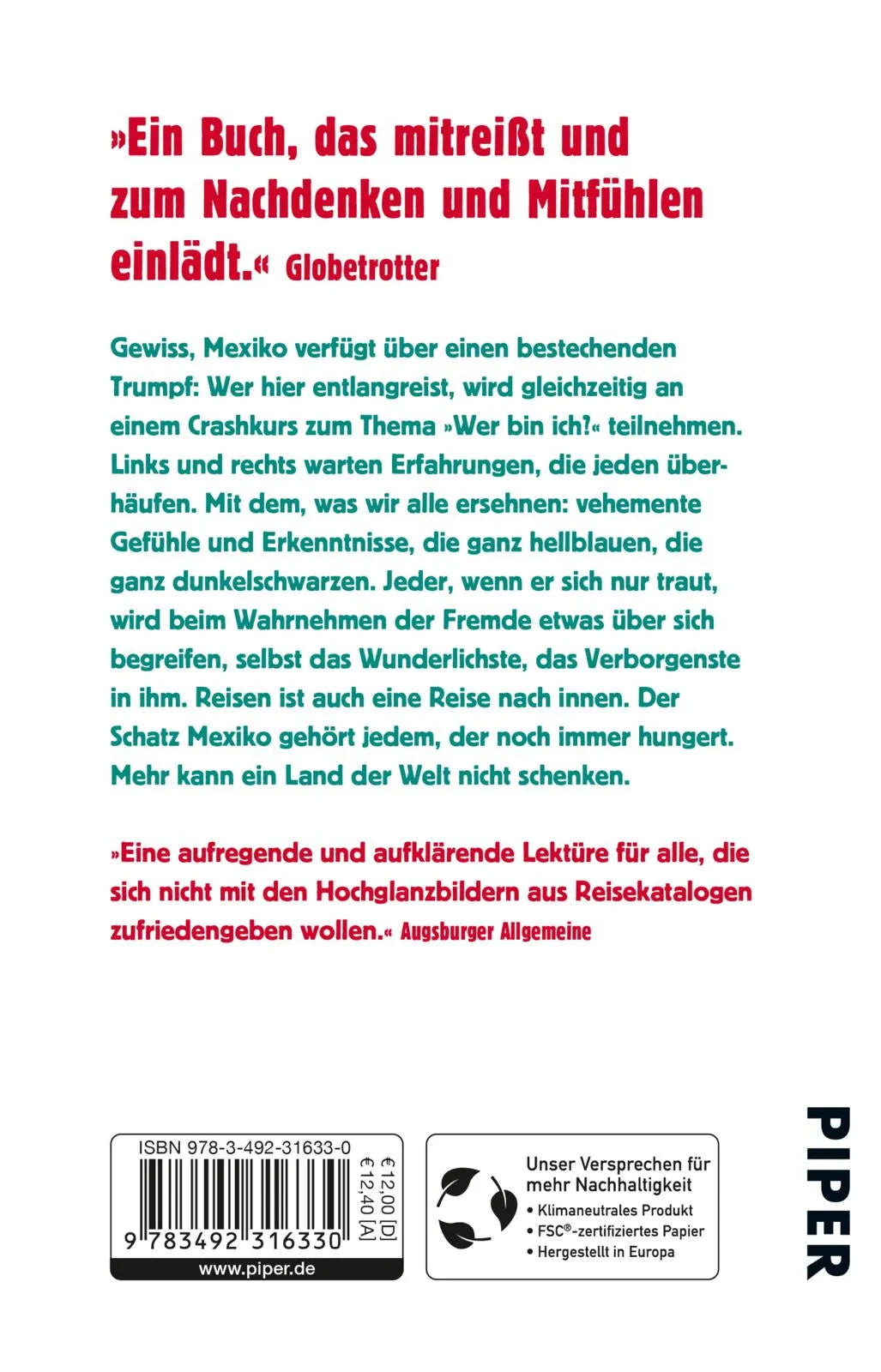 Buchrückseite von 'In Mexiko' mit Klappentext - Taschenbuch