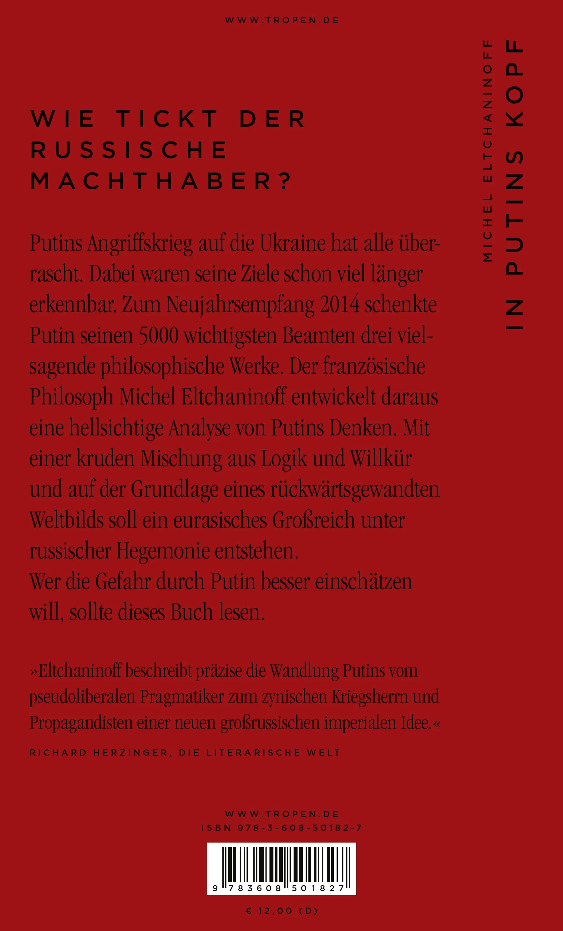 Buchrückseite von 'In Putins Kopf' mit Klappentext - Taschenbuch