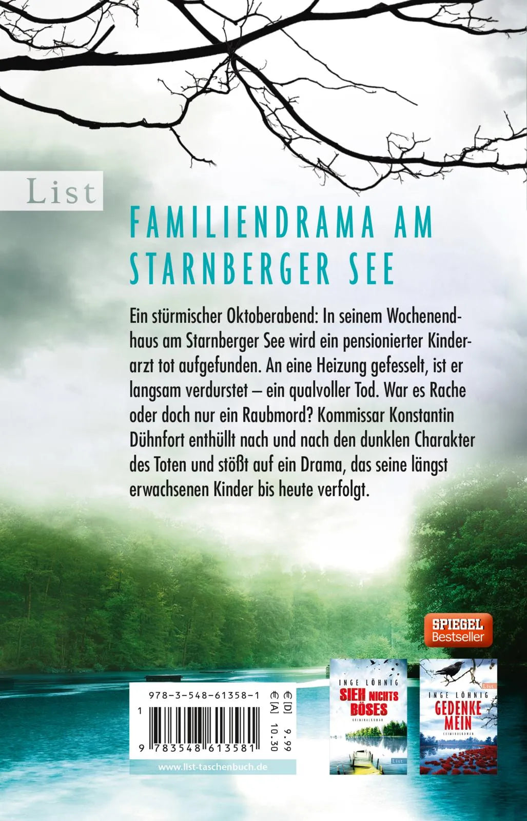 Buchrückseite von 'In weißer Stille' mit Klappentext - Taschenbuch