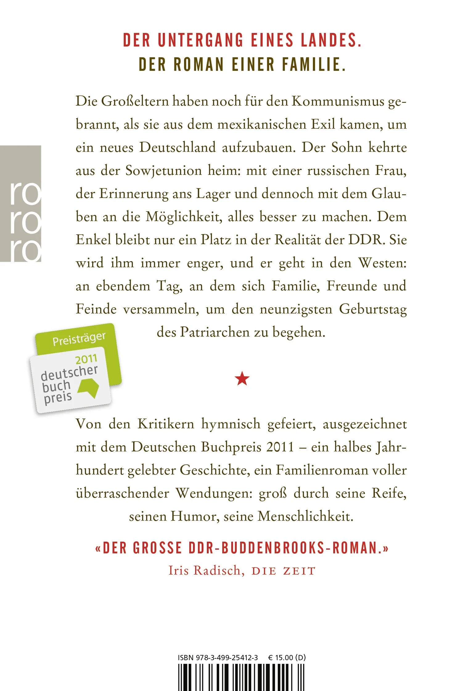 Buchrückseite von 'In Zeiten des abnehmenden Lichts' mit Klappentext - Taschenbuch