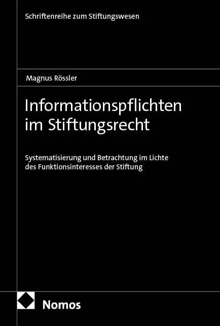 Cover: Informationspflichten im Stiftungsrecht (E-Book)