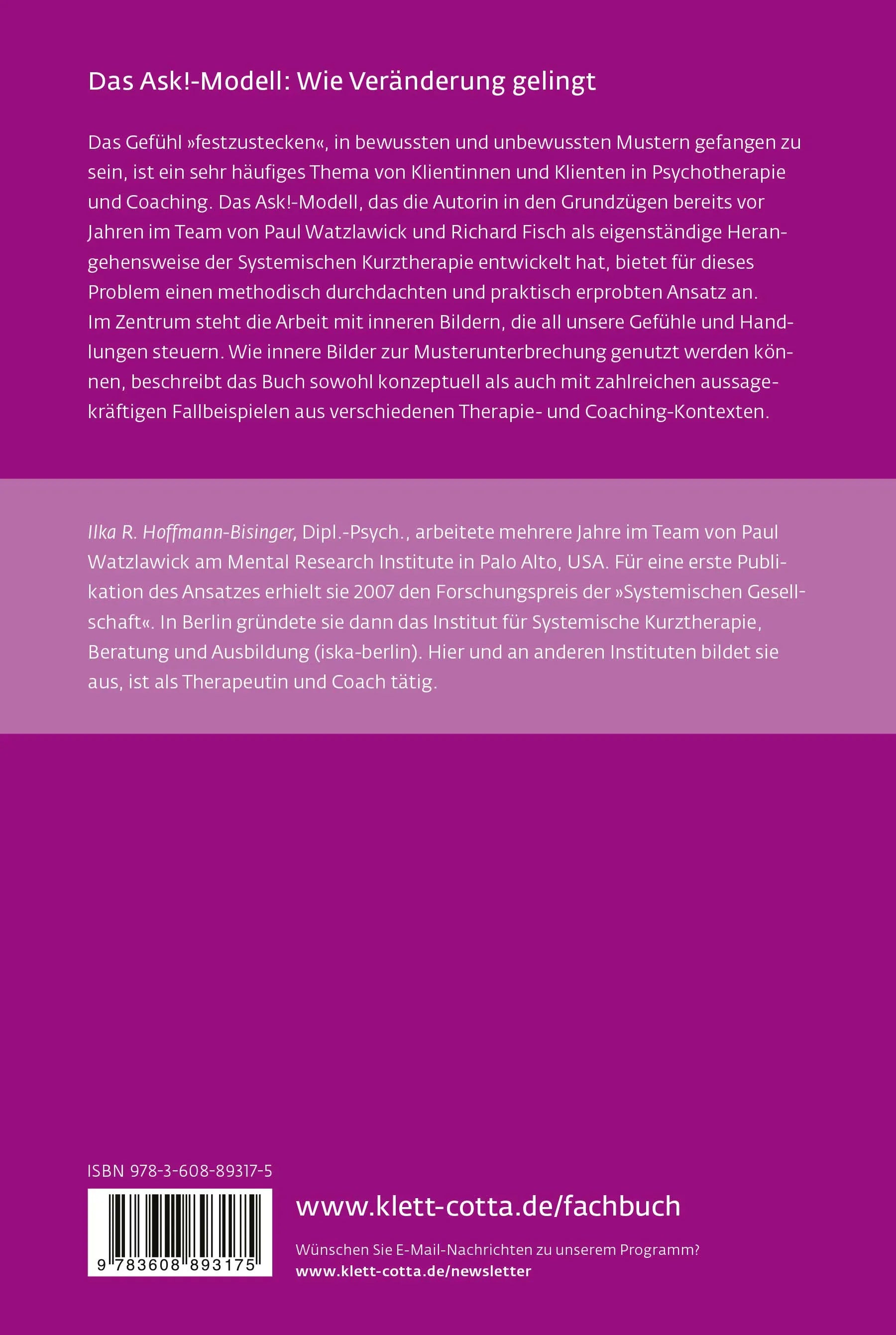Buchrückseite von 'Innere Bilder – Der Schlüssel zur Veränderung' mit Klappentext - Paperback