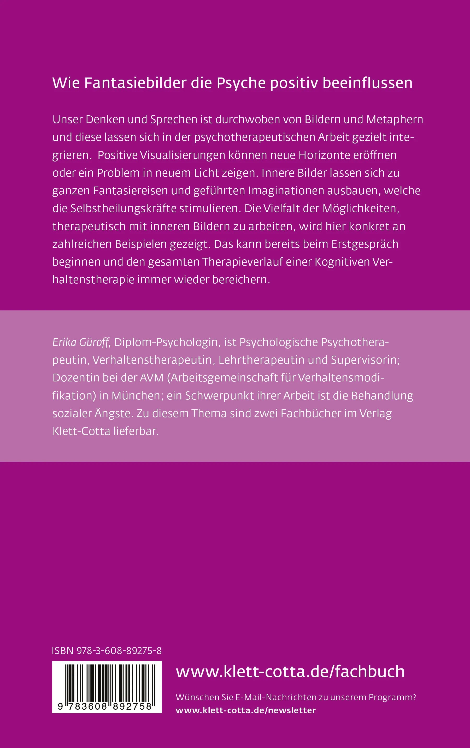 Buchrückseite von 'Innere Bilder in der Verhaltenstherapie' mit Klappentext - Paperback