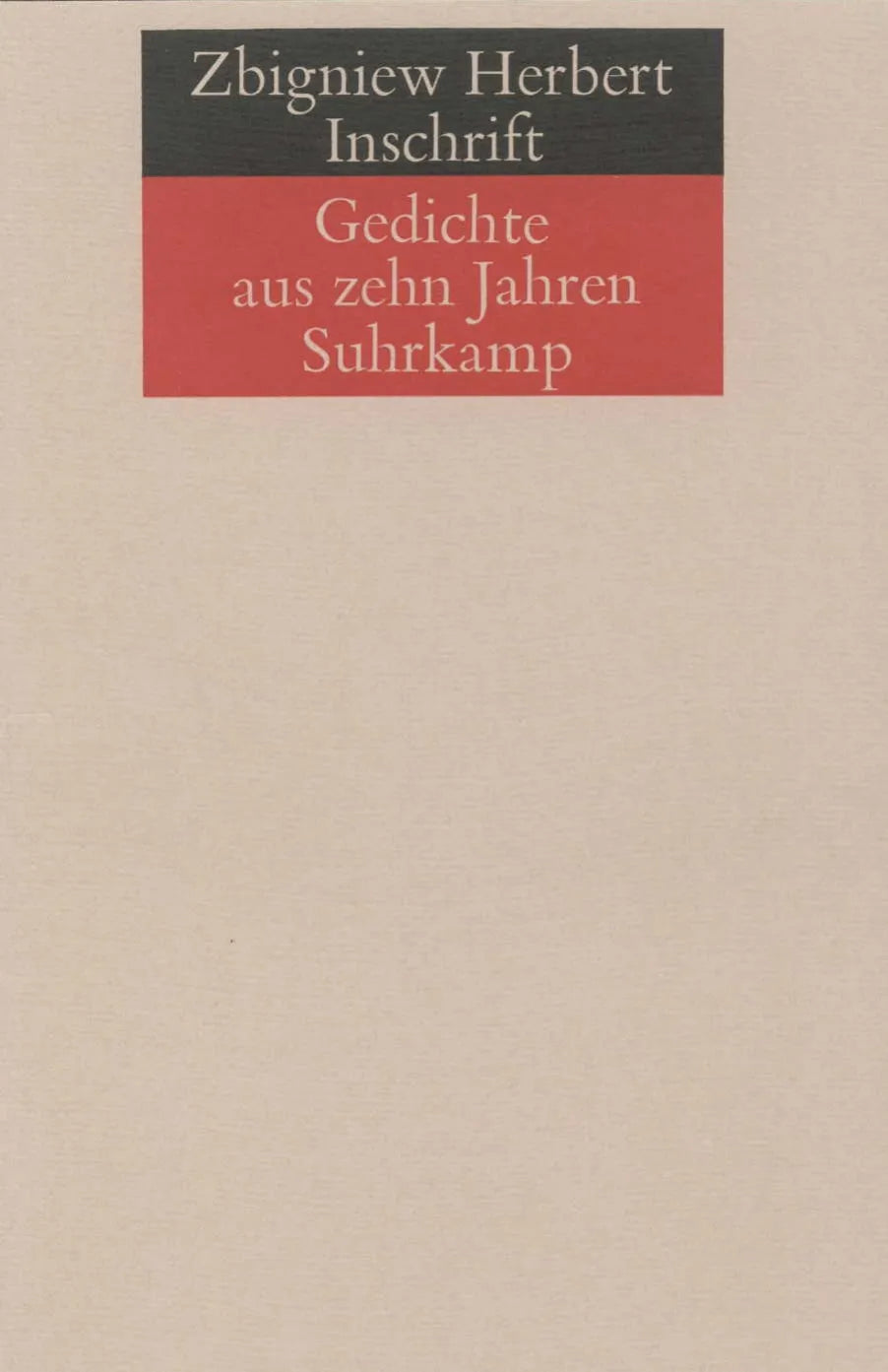 Buchcover von 'Inschrift' - Gebundene Ausgabe von Zbigniew Herbert