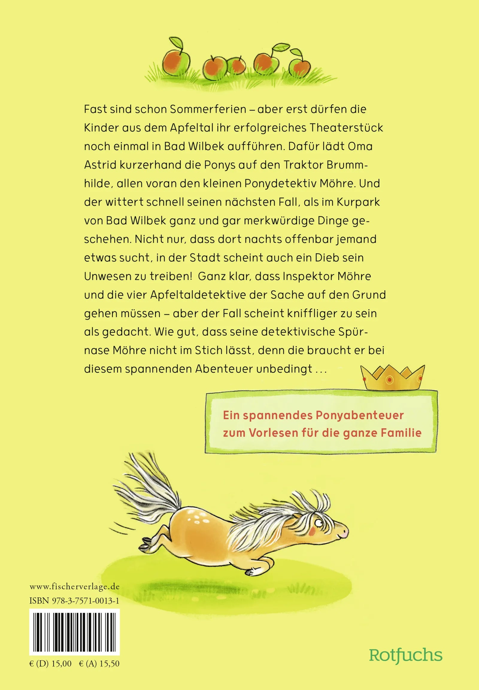 Buchrückseite von 'Inspektor Möhre - Ein Fall für vier Hufe: Auf großer Fahrt' mit Klappentext - Gebundene Ausgabe