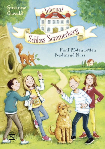 Buchcover von 'Internat Schloss Sommerberg – Fünf Pfoten retten Ferdinand Nuss' - Gebundene Ausgabe von Susanne Oswald