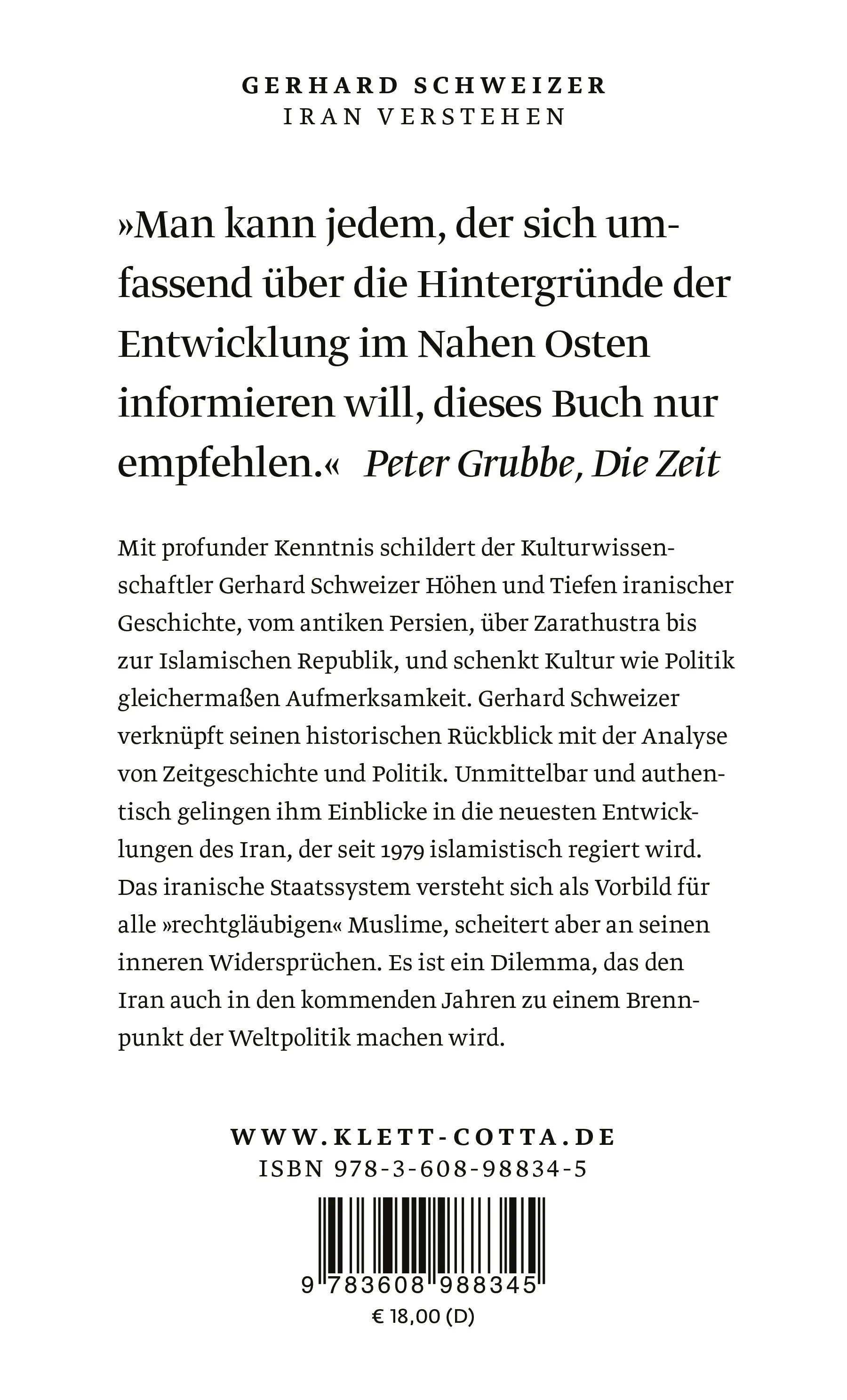 Buchrückseite von 'Iran verstehen' mit Klappentext - Taschenbuch