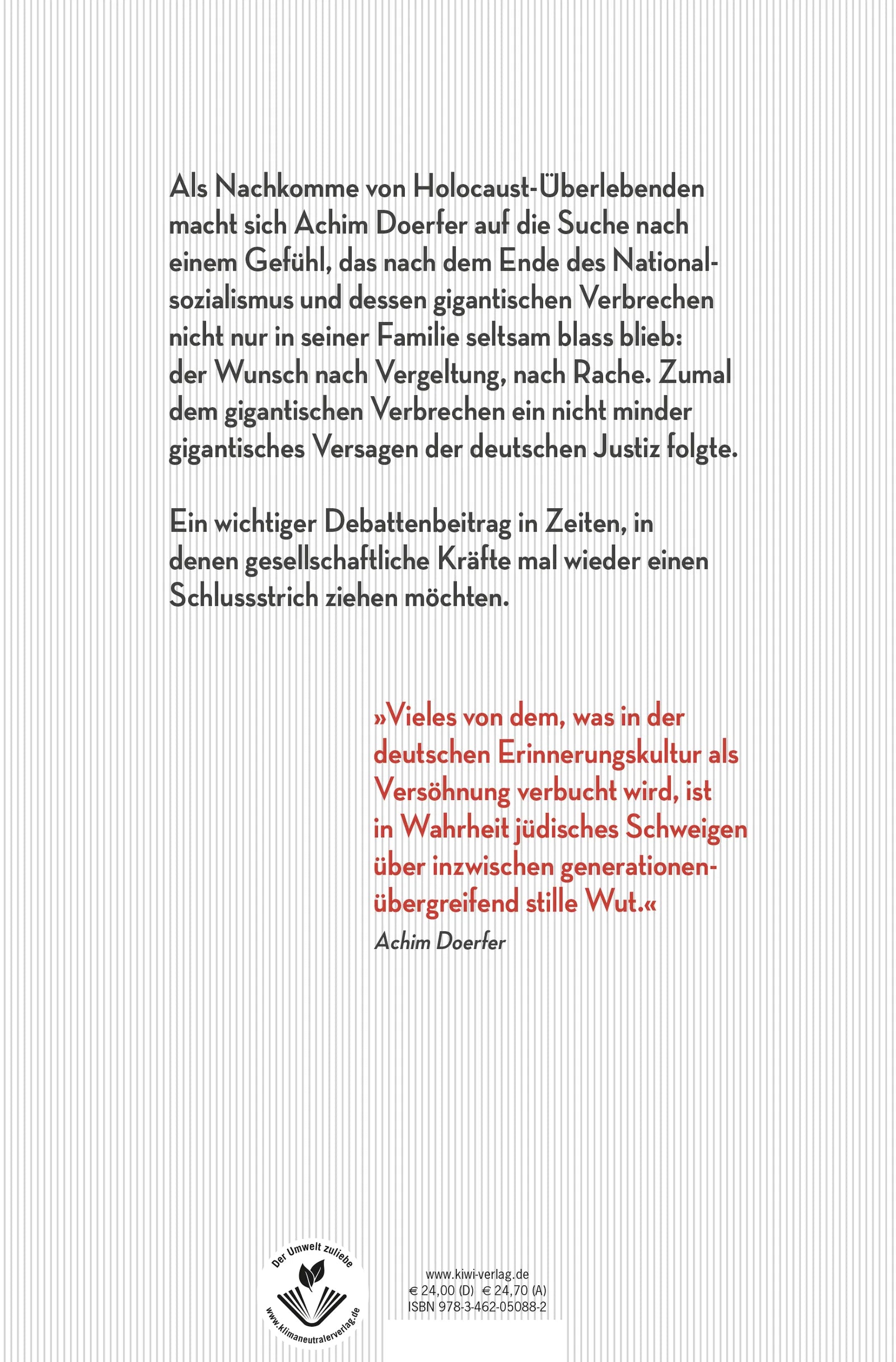 Buchrückseite von 'Irgendjemand musste die Täter ja bestrafen' mit Klappentext - Gebundene Ausgabe